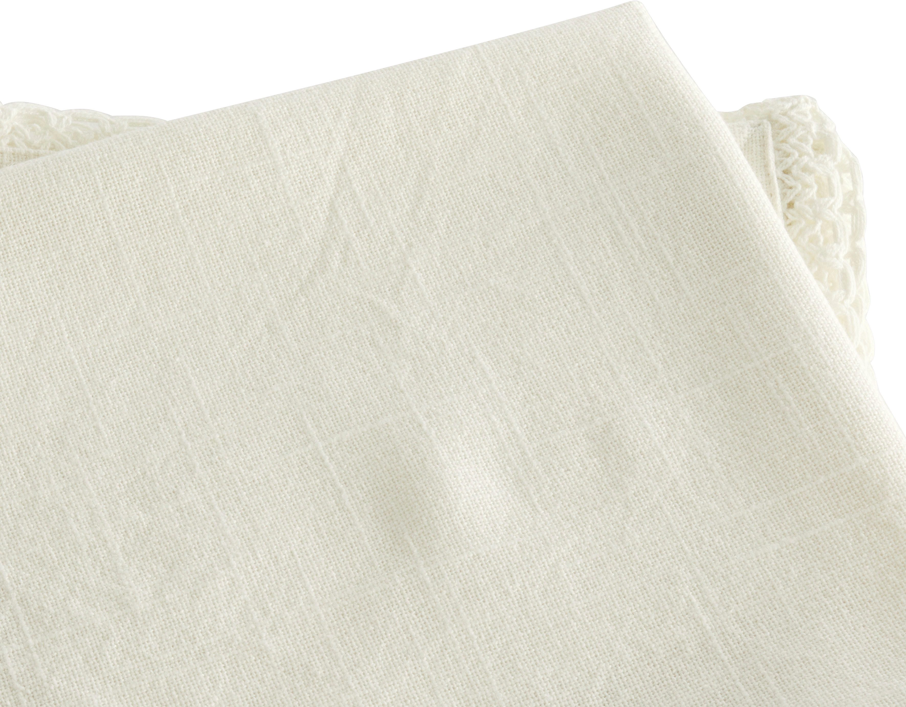 OTTO home Stoffserviette Elyna, (4 St), uni, mit schöner Spitze, weiche Haptik, 45x45 cm, Leinenoptik