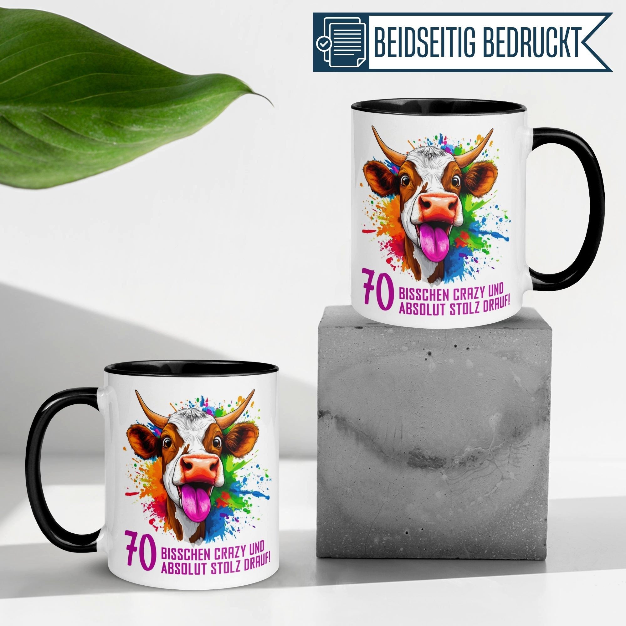 Momentals Tasse 70. Geburtstag Mann Frau – Crazy und Stolz drauf – Männer Frauen, Gratis Versand · Links-&Rechtshänder · Spülmaschinenfest