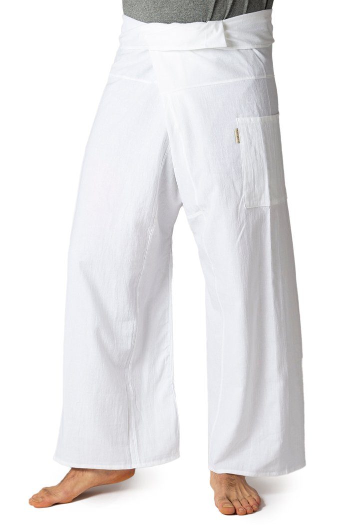 PANASIAM Wellnesshose Thai Fischerhose aus Baumwolle - bequeme Unisex Wickelhose - Yogahose für Damen & Herren - Flexible Weite in 2 Längen - Thai Fisherman Pants