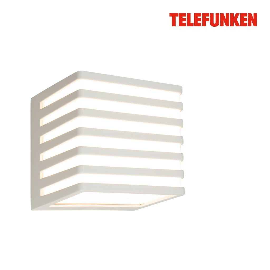 Telefunken Außen-Wandleuchte 321904TF, LED fest integriert, 2700K - Extra-Warmweiß, LED Wandleuchte Aussen 11x11x11 cm Hellgrau Hauswand Balkon Terrasse
