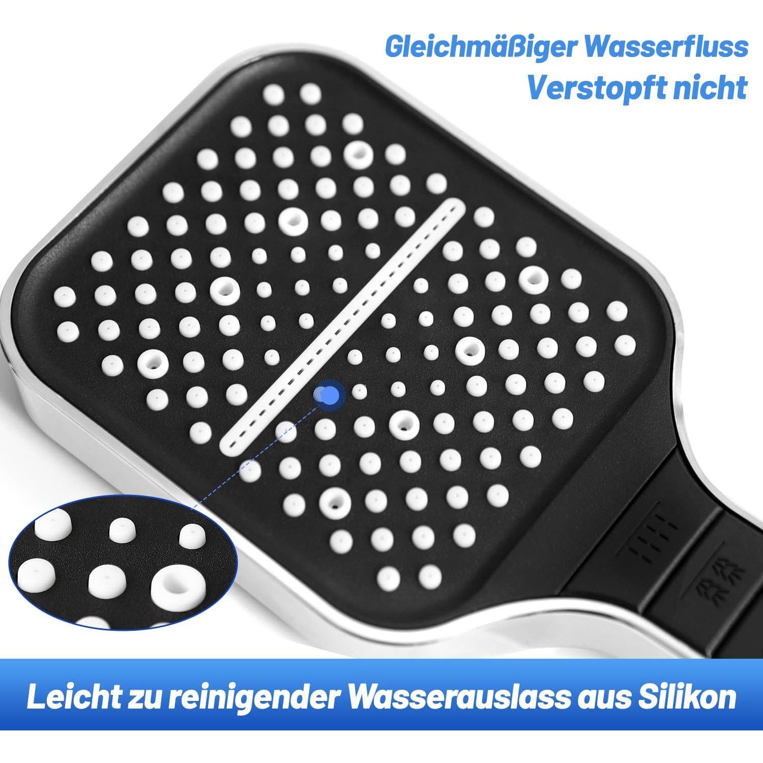 TUWENA Handbrause 7 Strahlarten Duschkopf Regendusche Gross Duschbrause Druckerhöhend – Bild 3 von 5