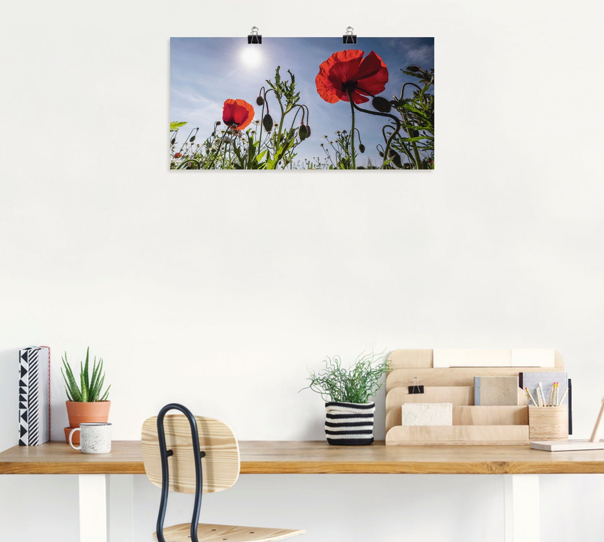 Leinwandbild, Artland Poster als im Größen oder in Wandbild Mohnblumen St), Blumenwiese Frühling, Wandaufkleber (1 Alubild, versch.