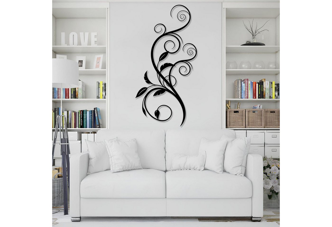 Jumpeak Wanddekoobjekt Wanddekoration mit Ranken, Spiralförmigen, Blättern und Linienkunst, Metall,4 Farben,4 Größen,Elegante Blumenmotive, …
