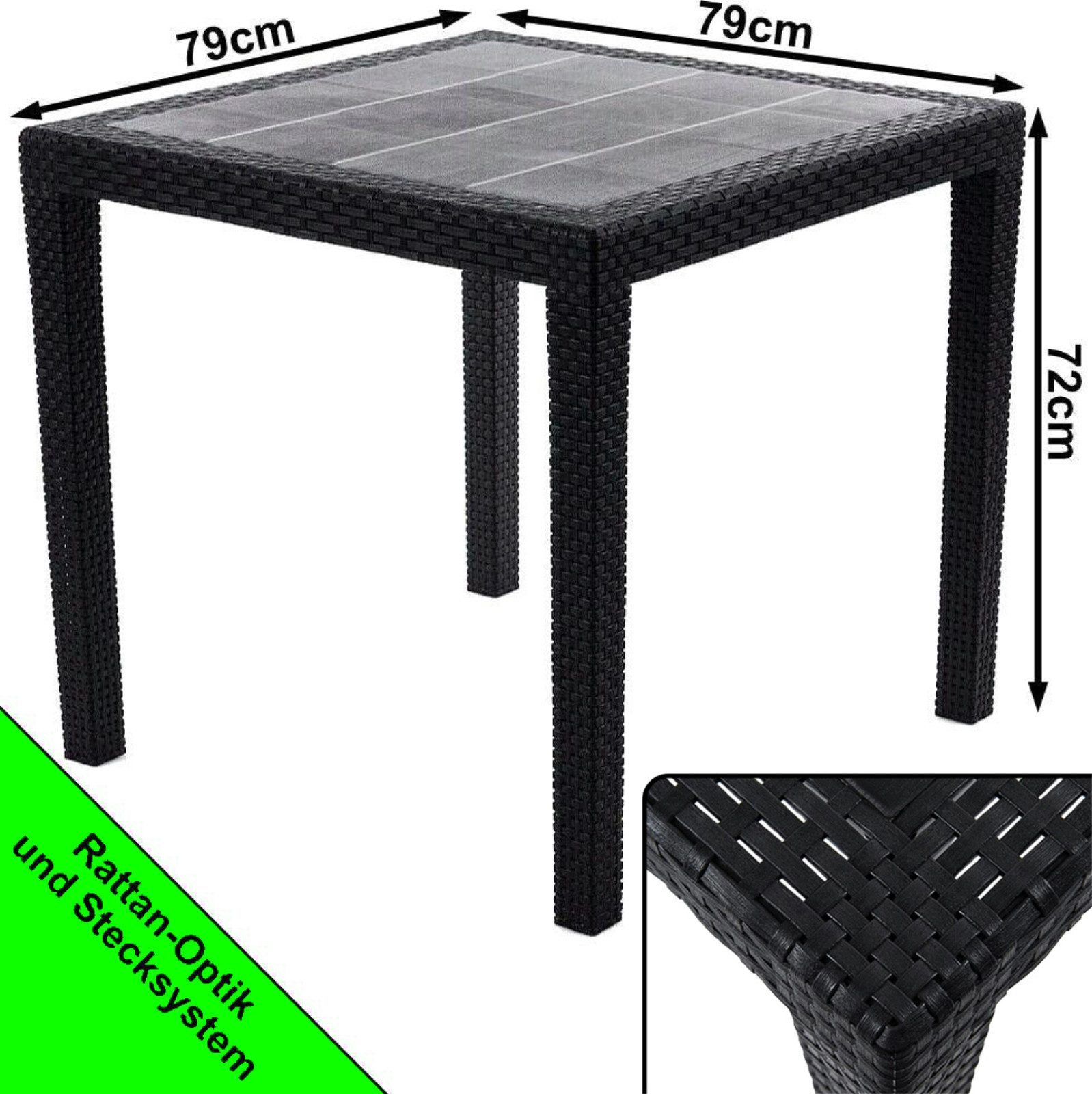 Progarden Gartentisch Esstisch Terrasse Rattanoptik Bistrotisch günstig online kaufen
