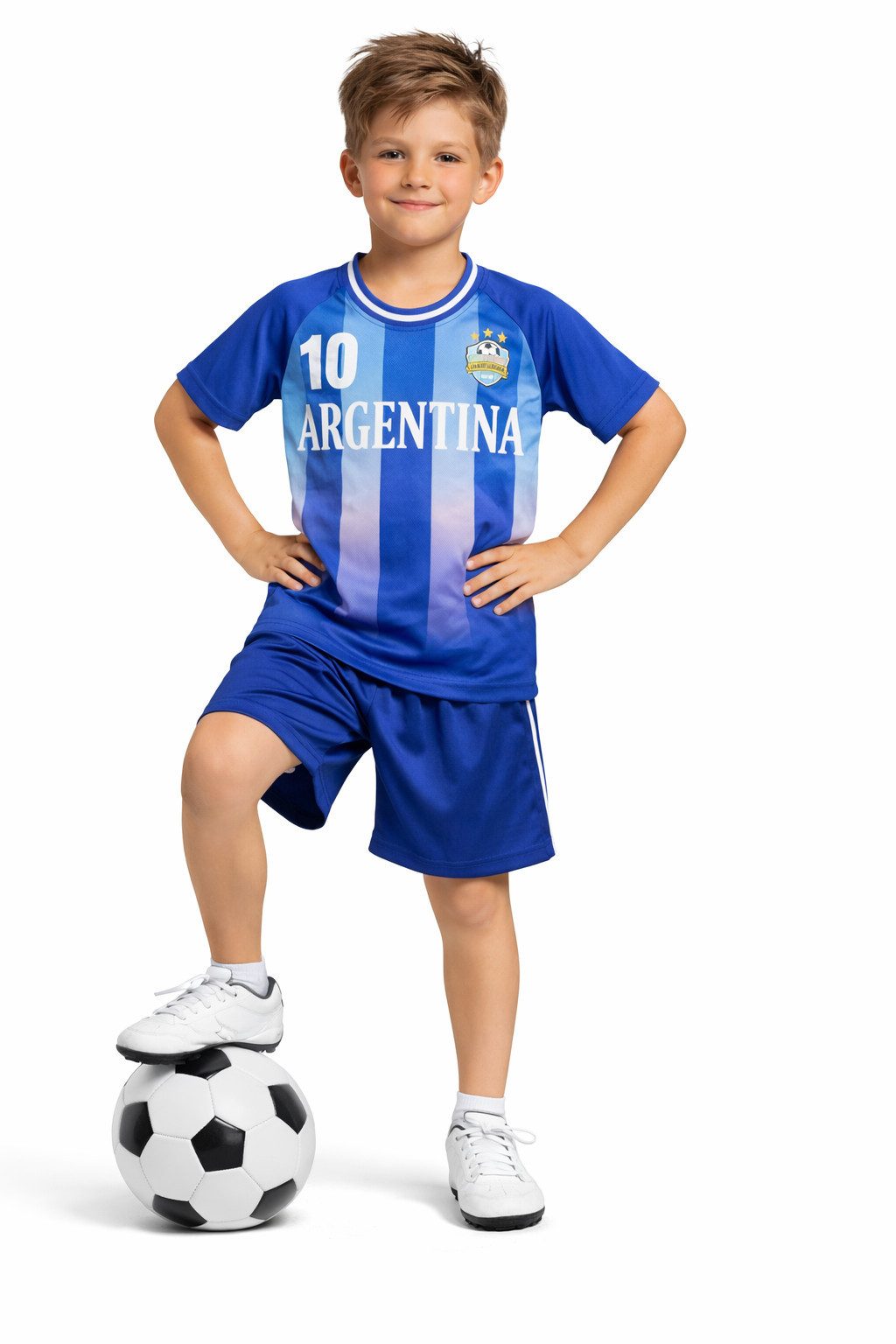 Fashion Boy Fußballtrikot Fussball Fan Set Argentinien, Argentina, Trikot + Shorts, JS292e (Set, T-Shirt + Shorts)