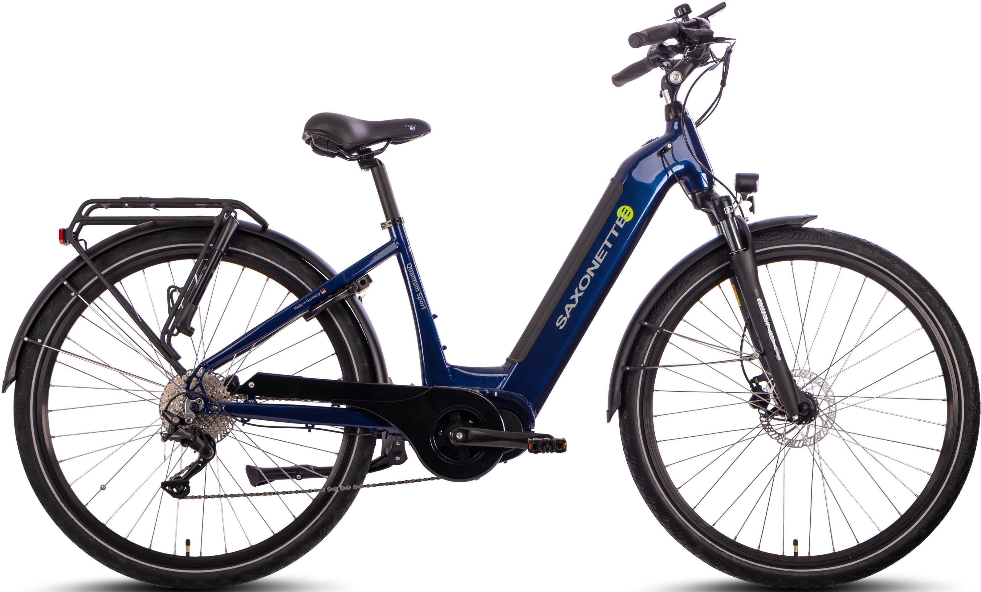 SAXONETTE E-Bike Trekkingrad Quantum Sport Wave, 10 Gang Shimano, Kettenschaltung, Mittelmotor, 540 Wh, Pedelec, Elektrofahrrad für Damen u. Herren