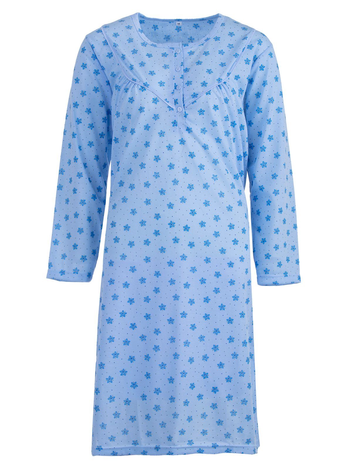 Lucky Nachthemd Nachthemd Langarm - Blüten Pünktchen blau