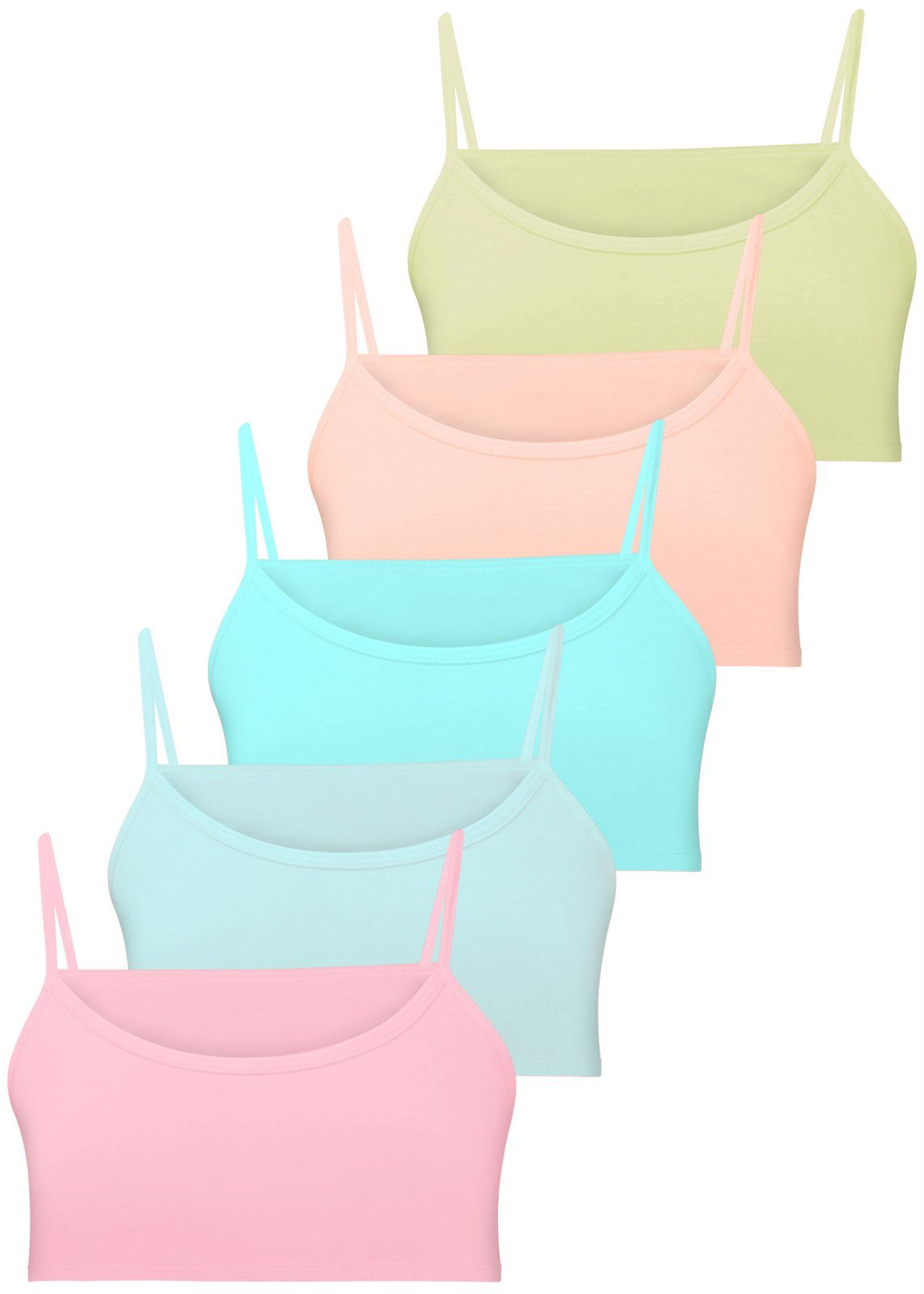 LOREZA Bustier 5 Mädchen (Set, 5-tlg) Baumwolle 128-170 Bustier Sport Pack Spaghetti-Träger Unterwäsche 5er BH