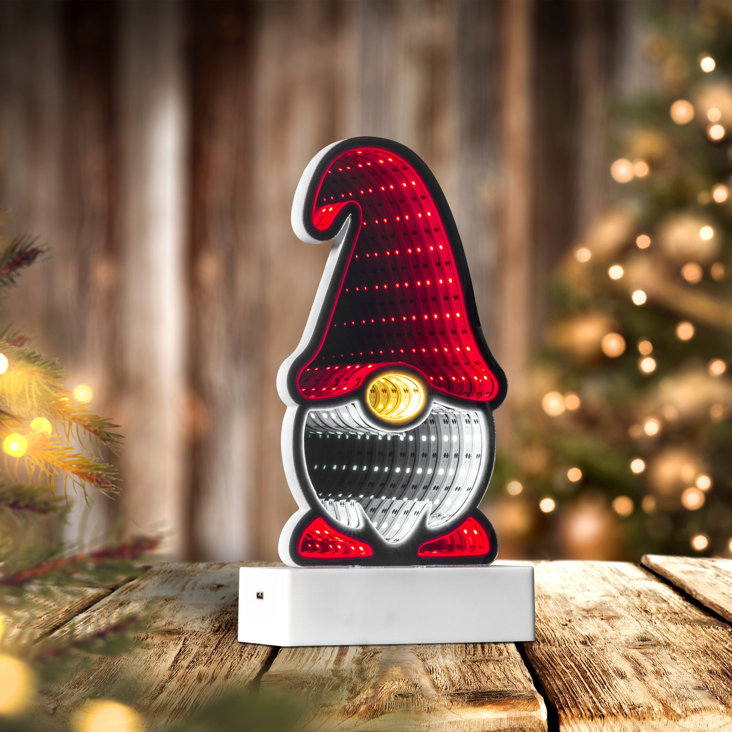 OTTO home LED Dekofigur LED-Wichtel Evvina, LED fest integriert, Warmweiß, Infinity Effekt, Weihnachtsdeko für Innen, beidseitig beleuchte