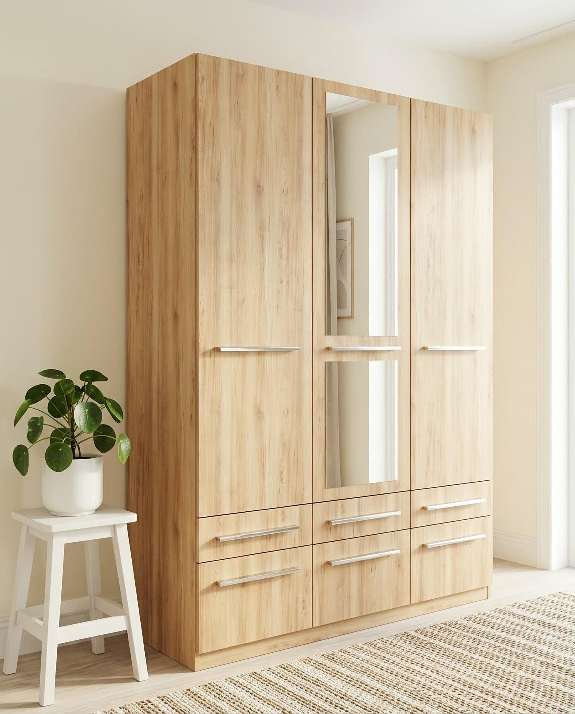 priess Kleiderschrank Schrank Garderobe Wäscheschrank Barcelona in 5 Breiten viel Stauraum, geräumige Schubkästen, mit Spiegel, MADE IN GERMANY