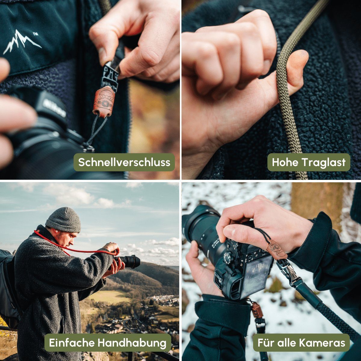 Kamerazubehör-Set Silent Kletterseil Kameragurt Black aus Climber C-Rope