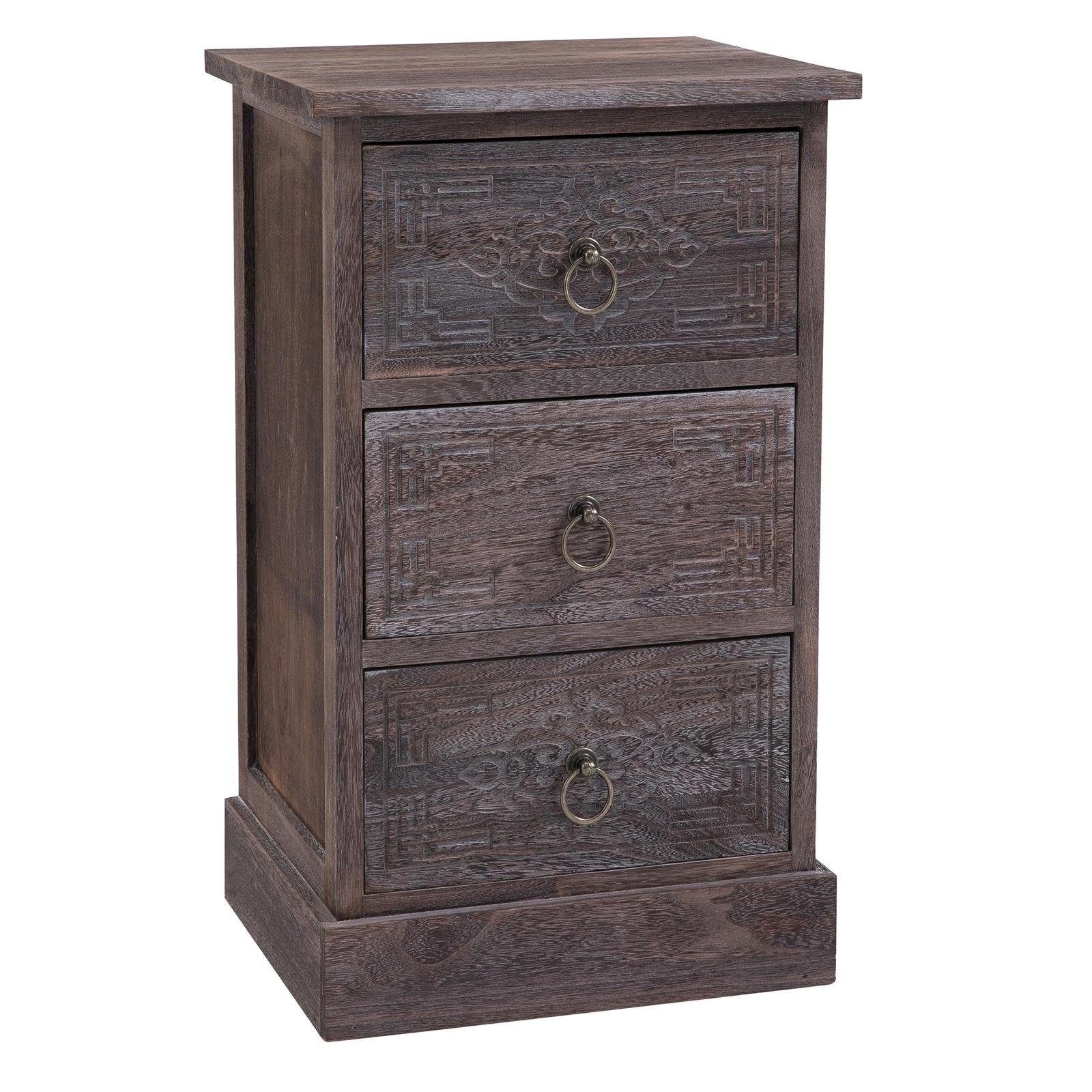 CARO-Möbel Nachtkommode ENZO, Nachttisch Nachtschrank für Boxspringbett Konsole Kommode Vintage Look