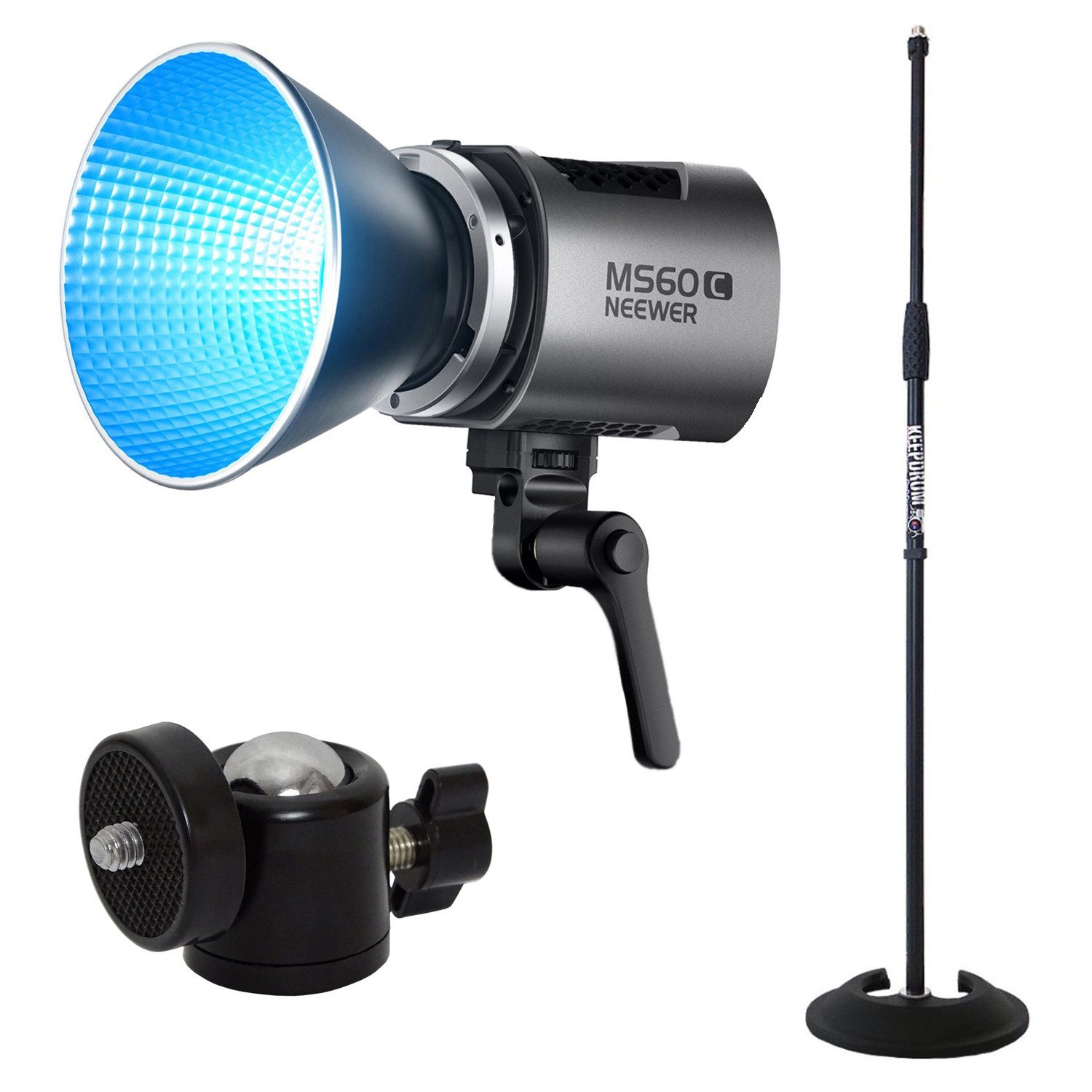 Videoleuchte Neewer Dauerlicht MS60C LED Videolicht mit Stativ und Kugelgelenk