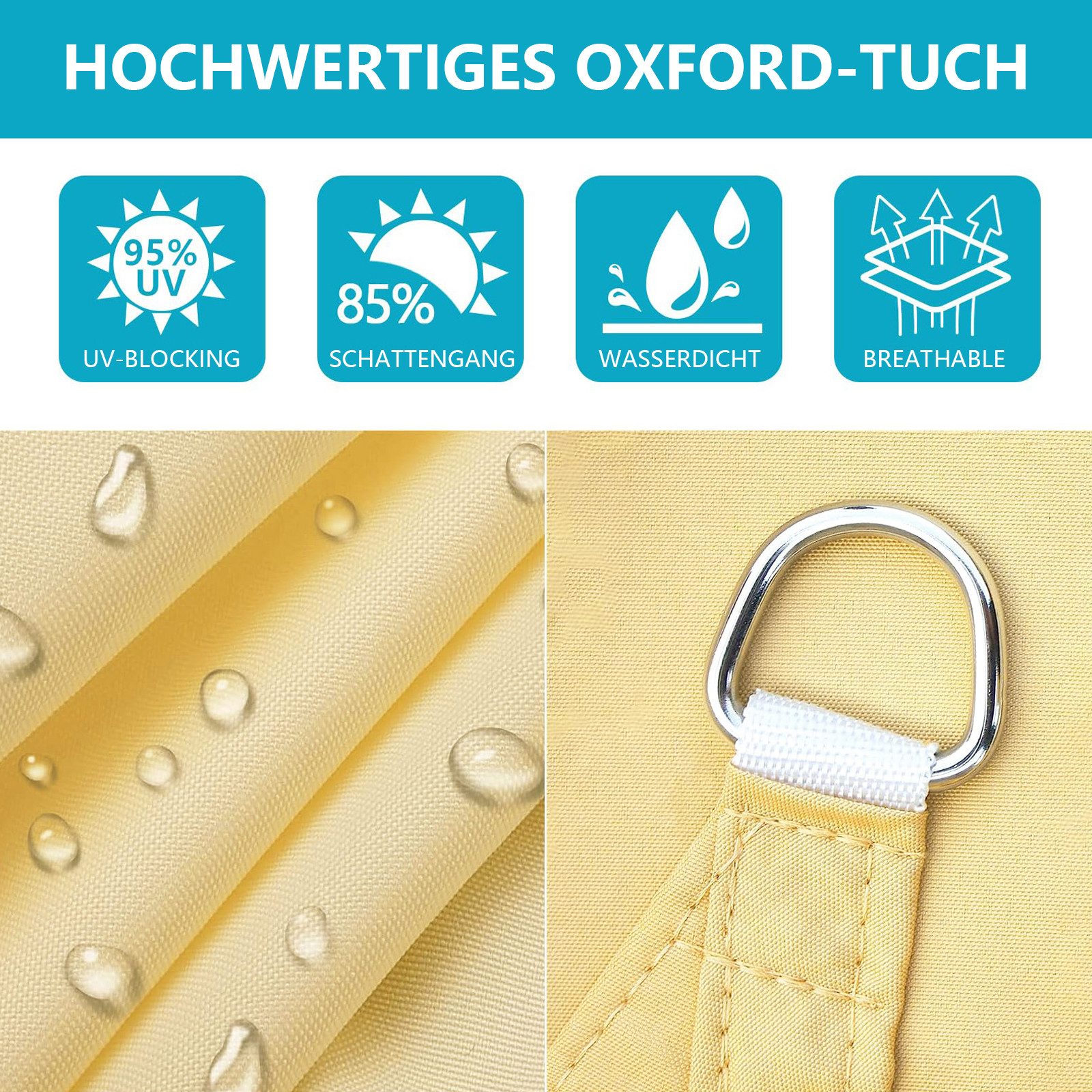 Jibenhome Sonnensegel Dreieck 2x2x2m Wasserdicht Sonnenschutz günstig online kaufen