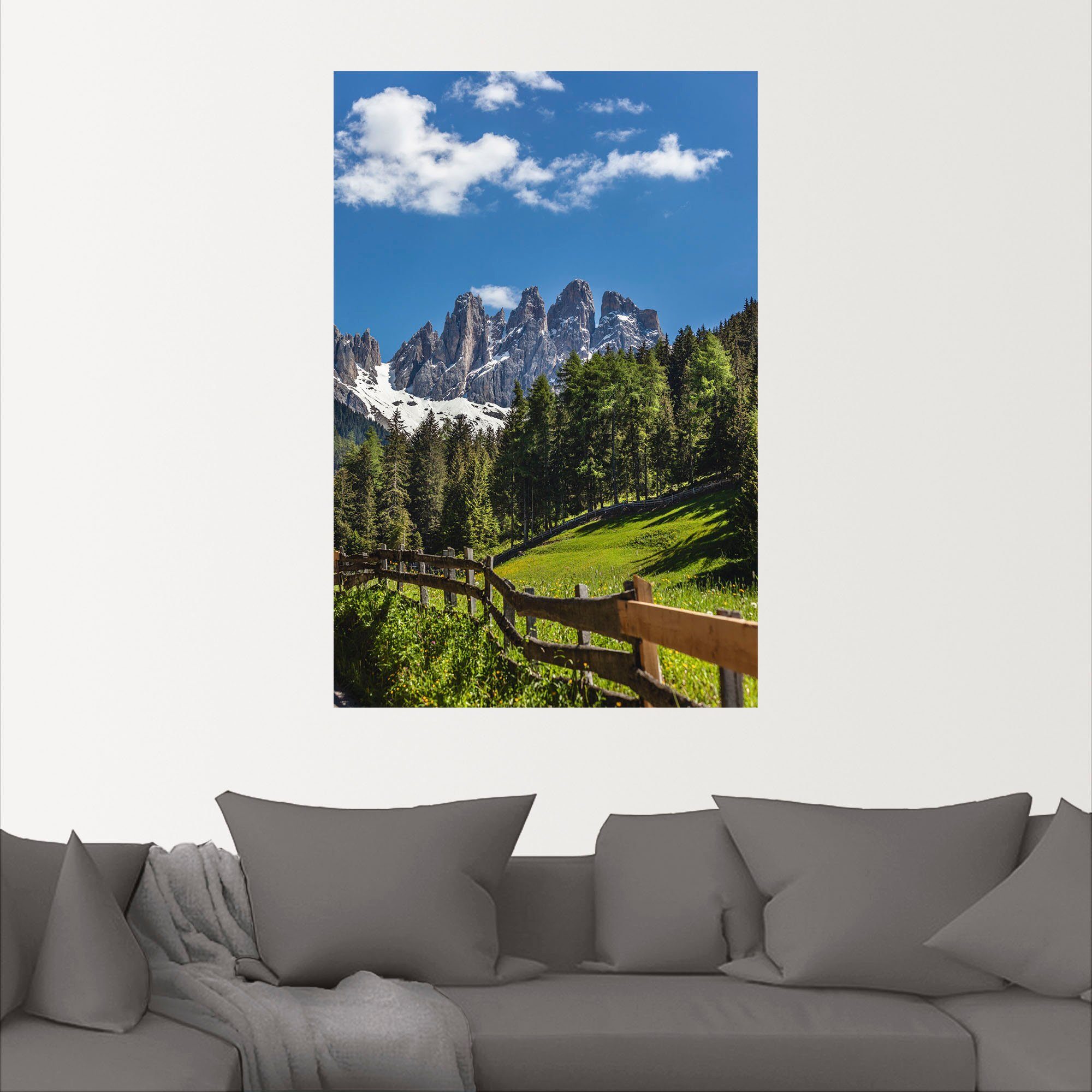 Artland Wandbild »Villnösstal mit Dolomiten, Südtirol«, Berge & Alpenbilder (1 Stück), in vielen Größen & Produktarten - Alubild / Outdoorbild für den Außenbereich, Leinwandbild, Poster, Wandaufkleber / Wandtattoo auch für Badezimmer geeignet-kaufen