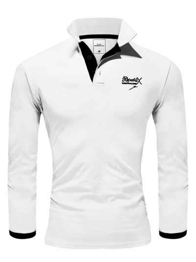 REPUBLIX Poloshirt OWEN Herren Basic Langarm Kontrast Polo Hemd
