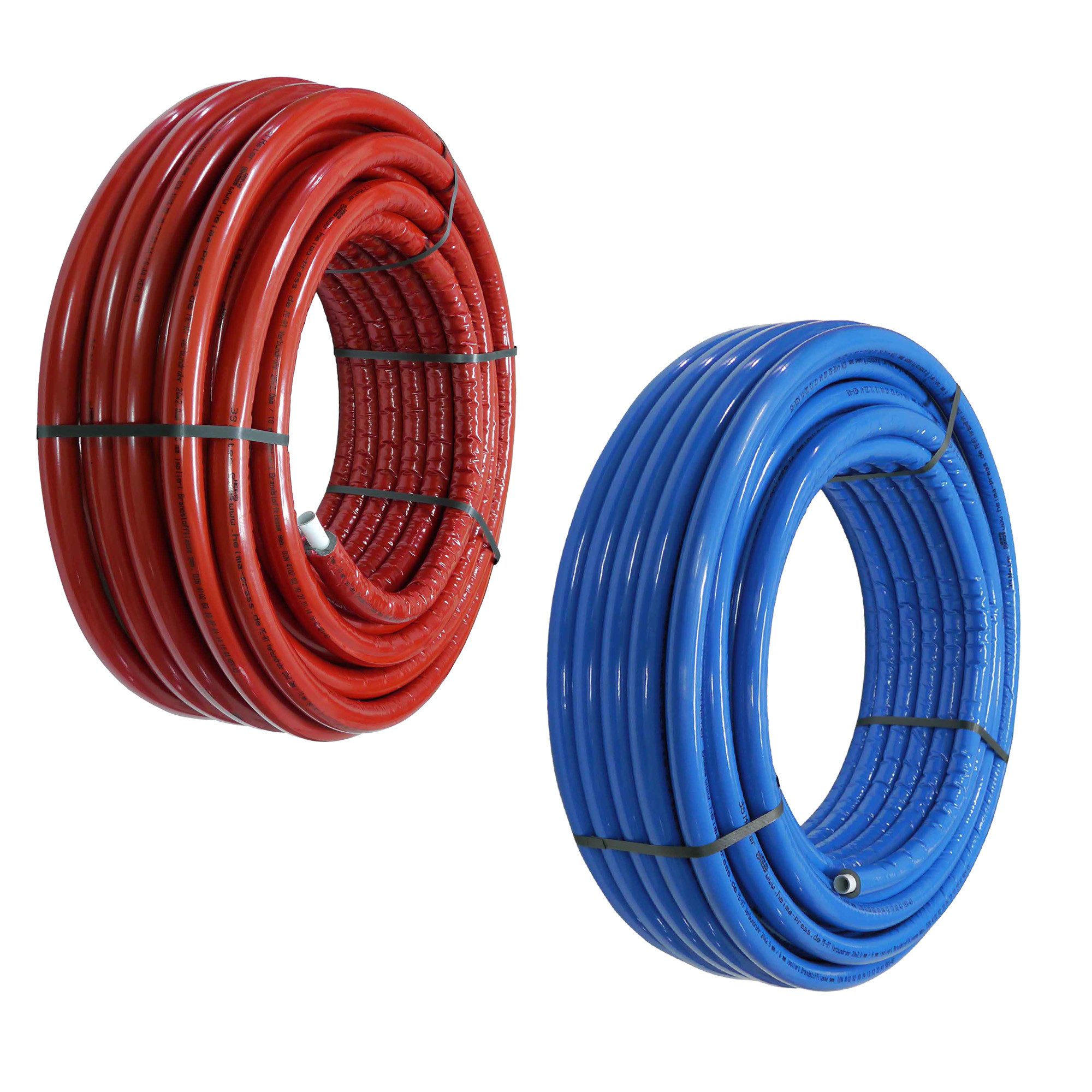 PipeTec Deutschland Verbundrohr Pipetec Vorgedämmtes Aluminium-Mehrschichtverbundrohr (DVGW), - Rollenrohr - Isolierung 6 mm blau