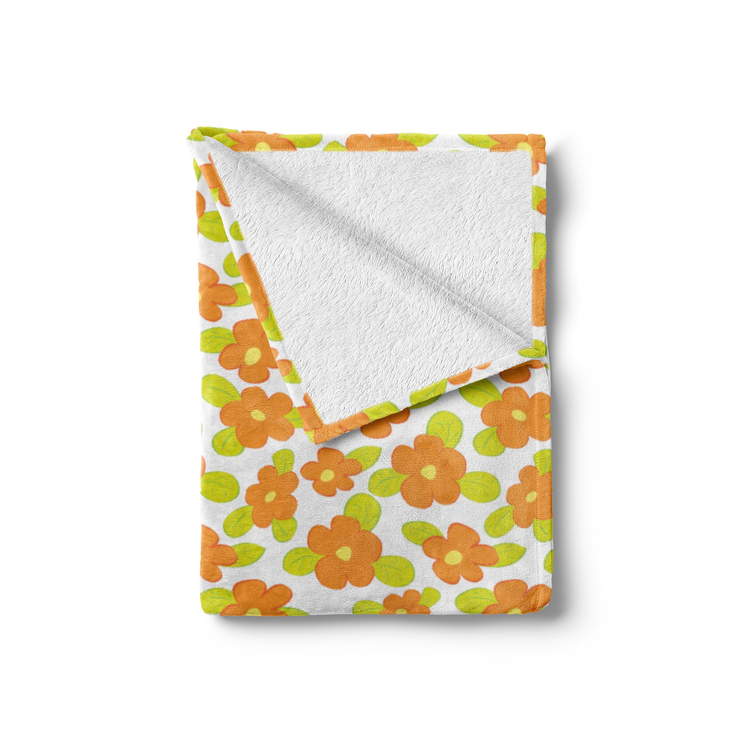 und Abakuhaus, Kind-Mädchen-Doodle Gemütlicher Orange Plüsch Wohndecke Außenbereich, den für Innen- Floral