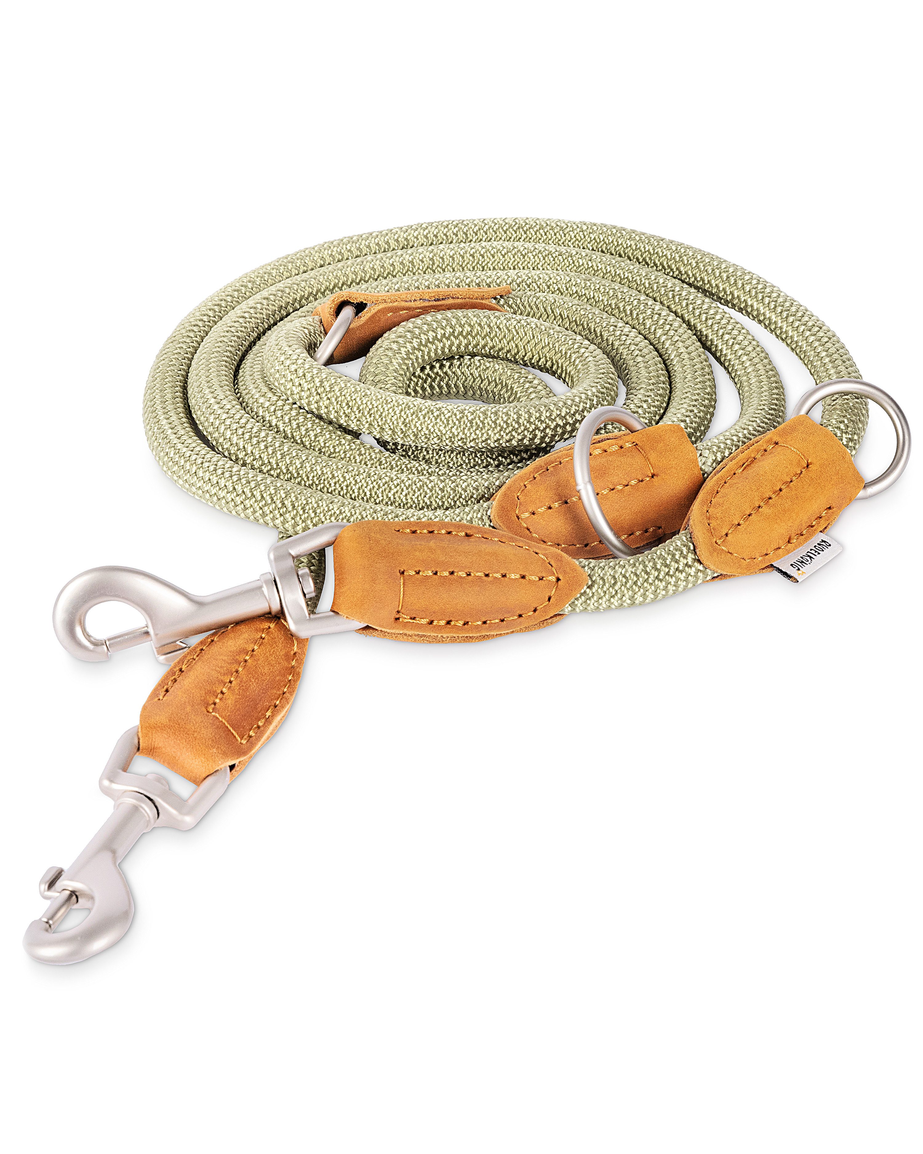 Hundeleine Hundeleine 2,25m mit Leder, Elegante Führleine für große Hunde
