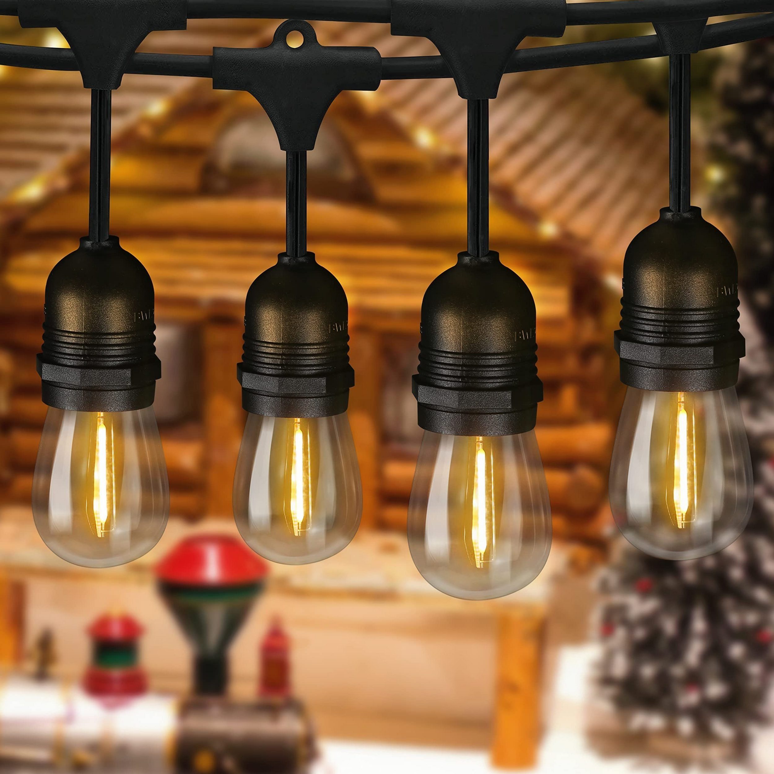 Nettlife LED-Lichterkette Innen Außen Glühbirnen Lichterkette 7,6 m/15 m, 16-flammig, Weihnachtsdekoration