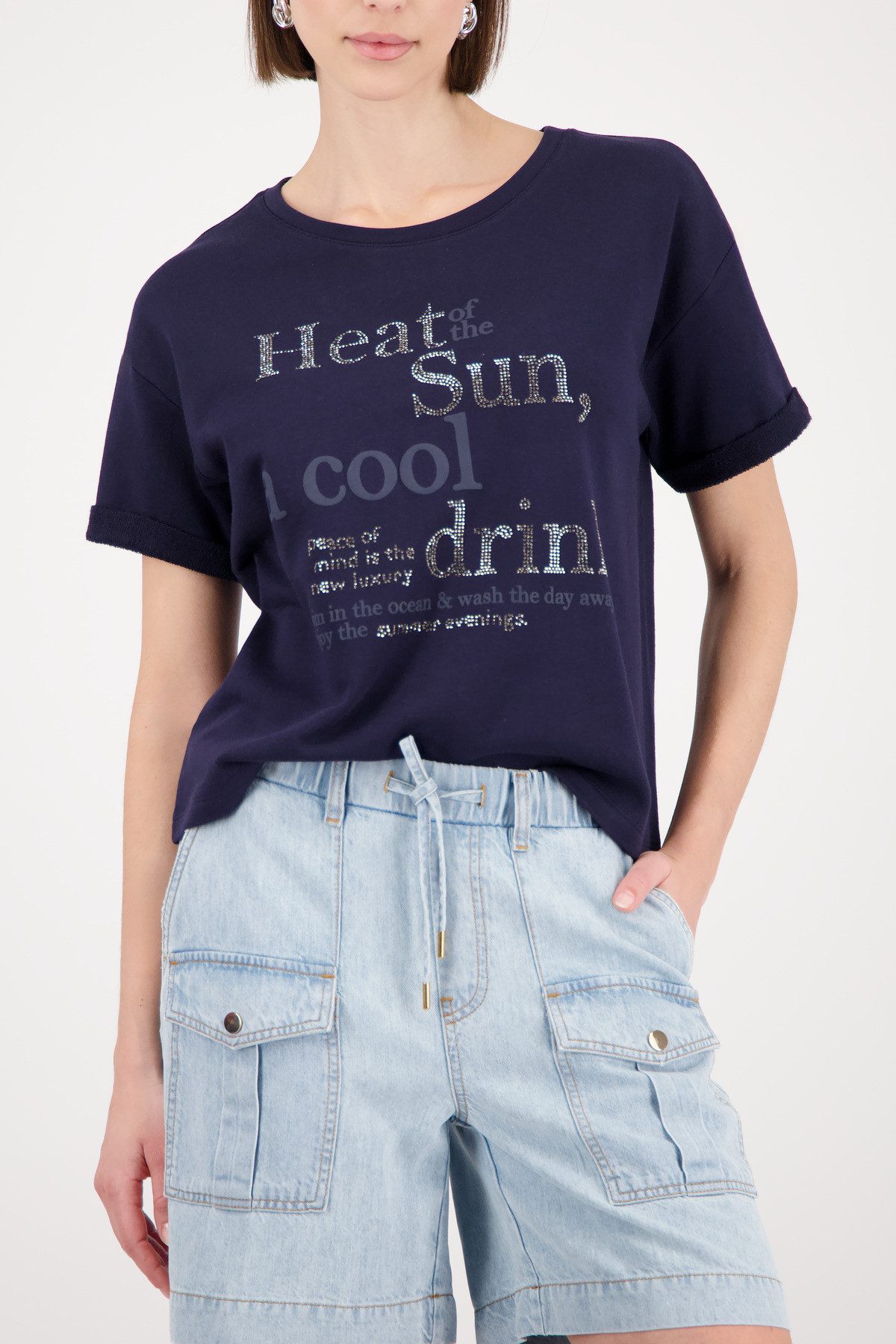 Monari Sweatshirt mit Glitzernieten