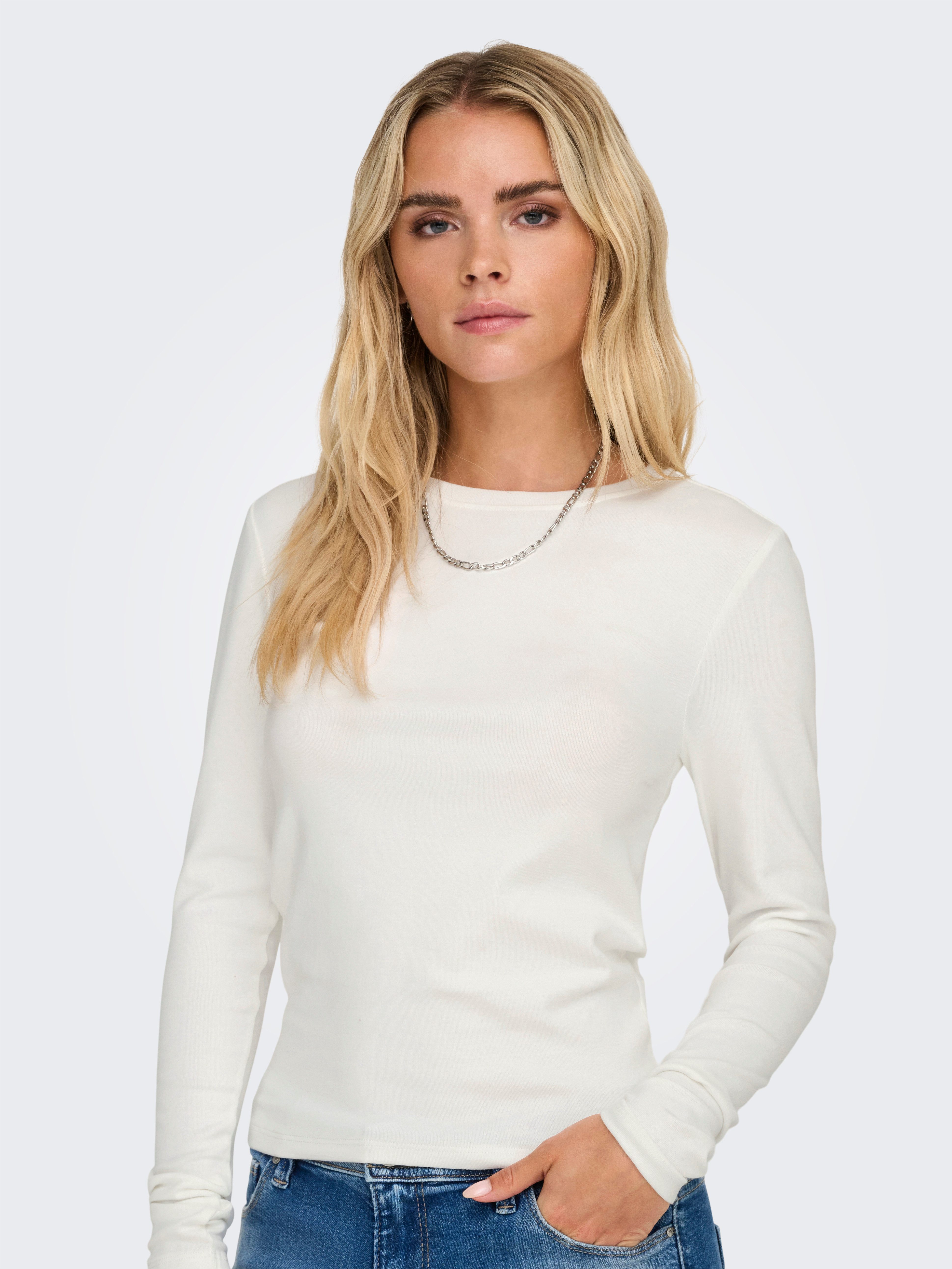 ONLY Langarmshirt ONLRILEY O-NECK L/S TOP JRS Baumwollmischung – Bild 2 von 5