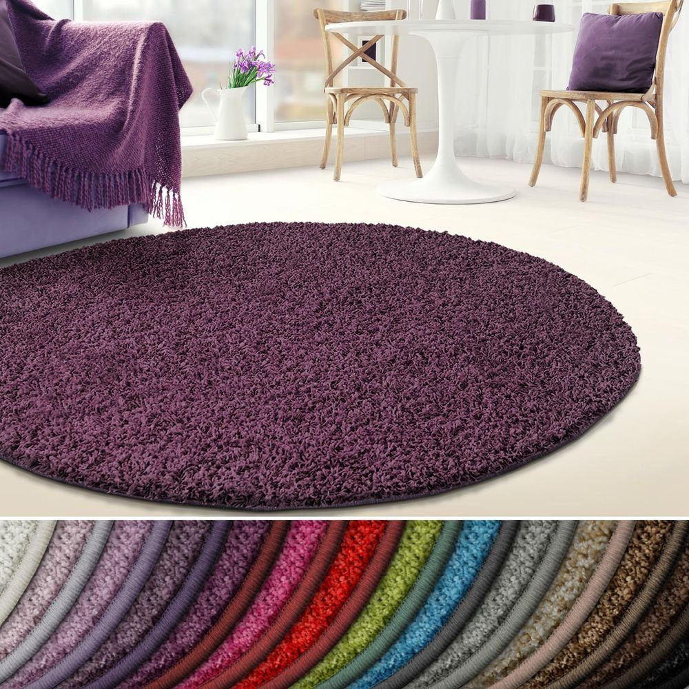 Hochflor-Teppich Madrid, Wohnteppich in verschiedenen Farben & Größen,  Teppichläufer, Karat, rund