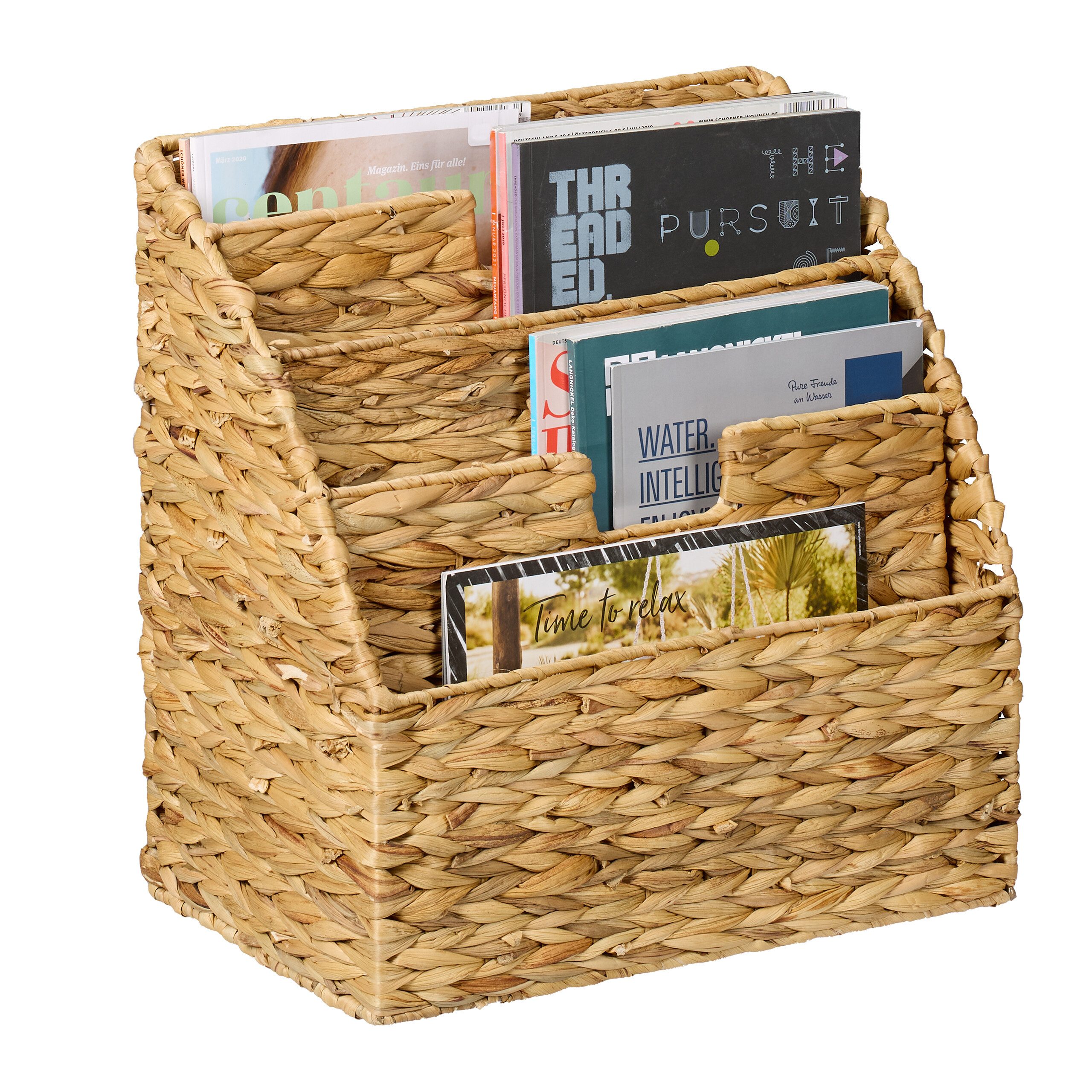 relaxdays Zeitungsständer Wasserhyazinthe 4 Fäch günstig online kaufen