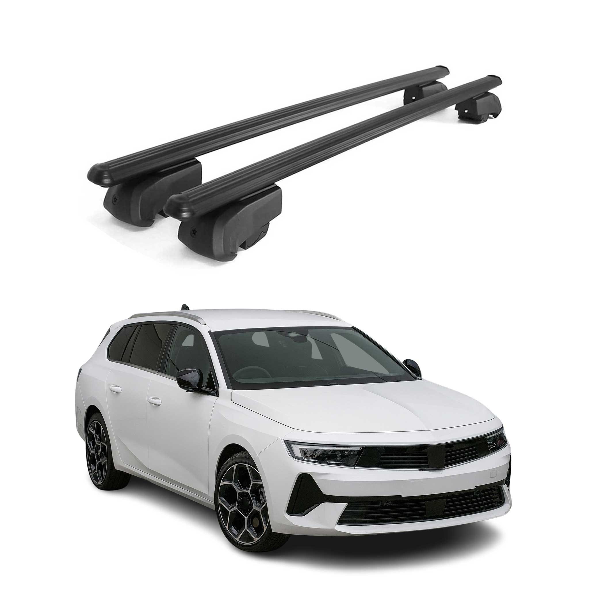 OMAC Dachträger Gepäckträger für Opel Astra L Sports Tourer 2021-2023 ABE Schwarz (2-St), Wasserbeständig,Abnehmbar,Multifunktional,Leichtgewichtig