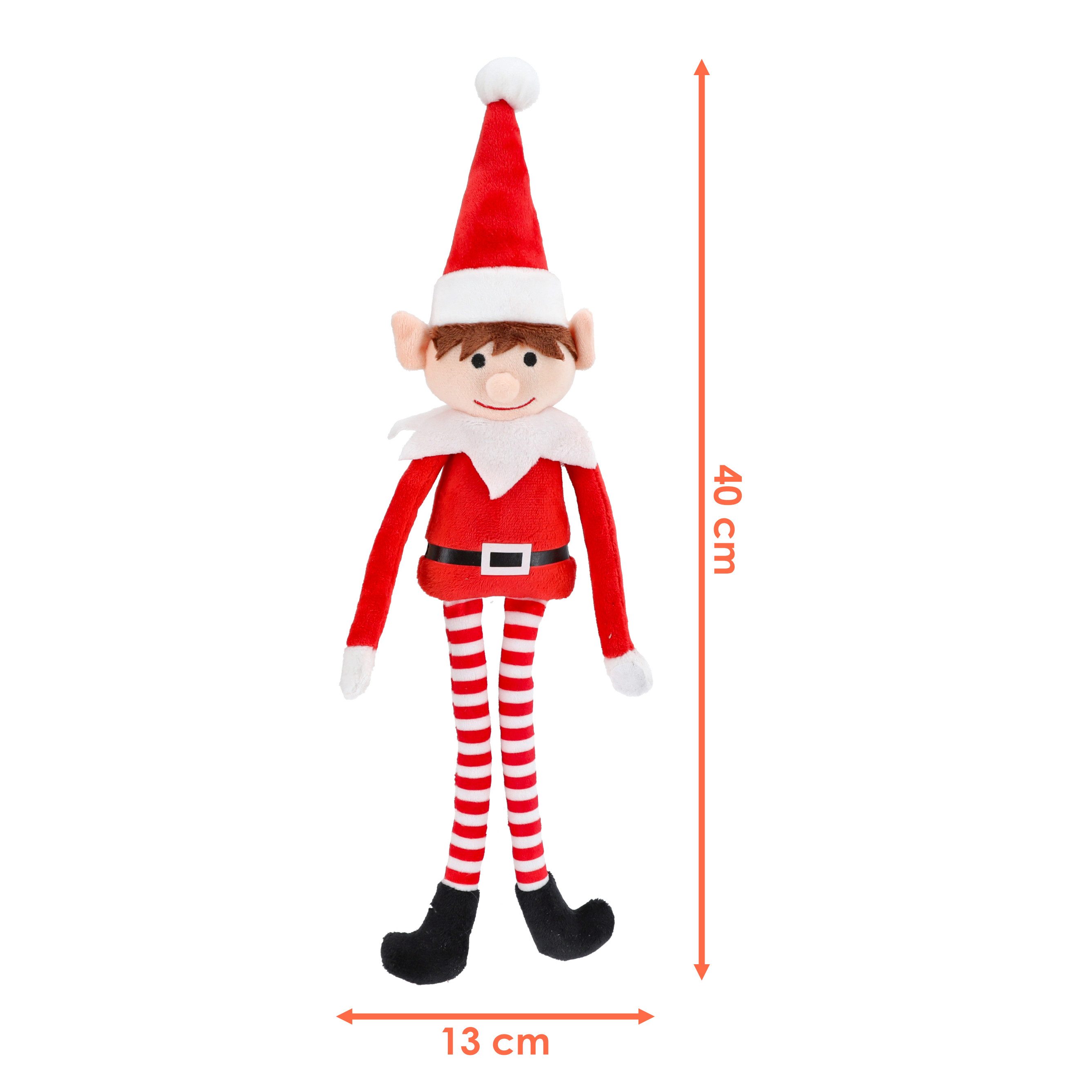 Spetebo Weihnachtsfigur Plüsch Weihnachtself mit Kletthänden 40 cm (2er Set, 1 St., Elfen Figur), mit Klettverschluss an den Händen – Bild 2 von 5
