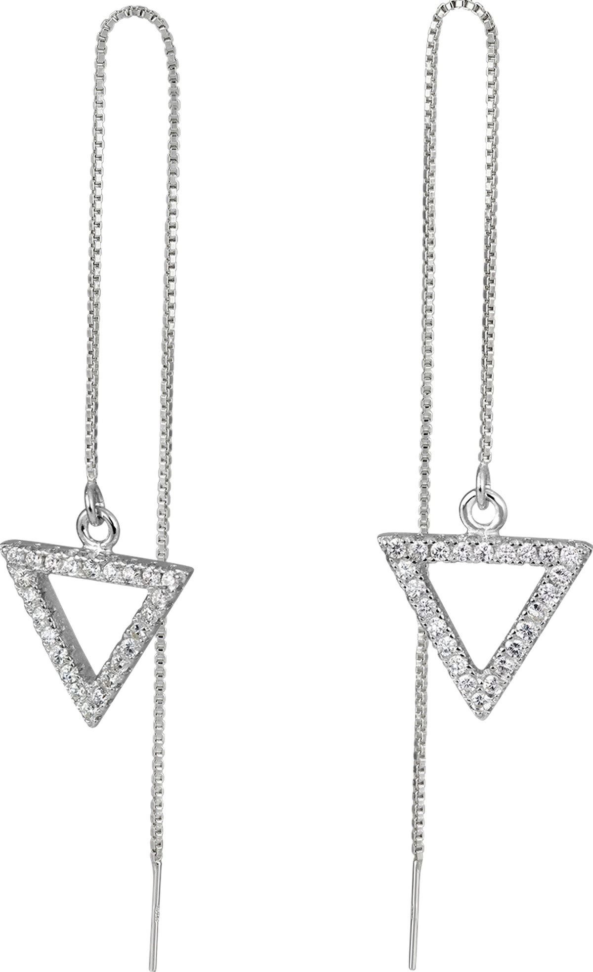 SilberDream Paar Ohrhänger SilberDream weiß Dreieck offen Ohrringe (Ohrhänger), Damen Ohrhänger Herz offen 925 Sterling Silber, weiß