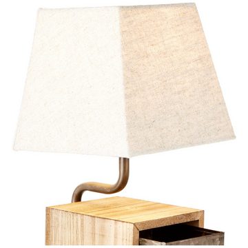 Lightbox Tischleuchte, ohne Leuchtmittel, Tischlampe, Schublade, 34x17x17cm, E27, max. 25W, Metall/Holz/Textil