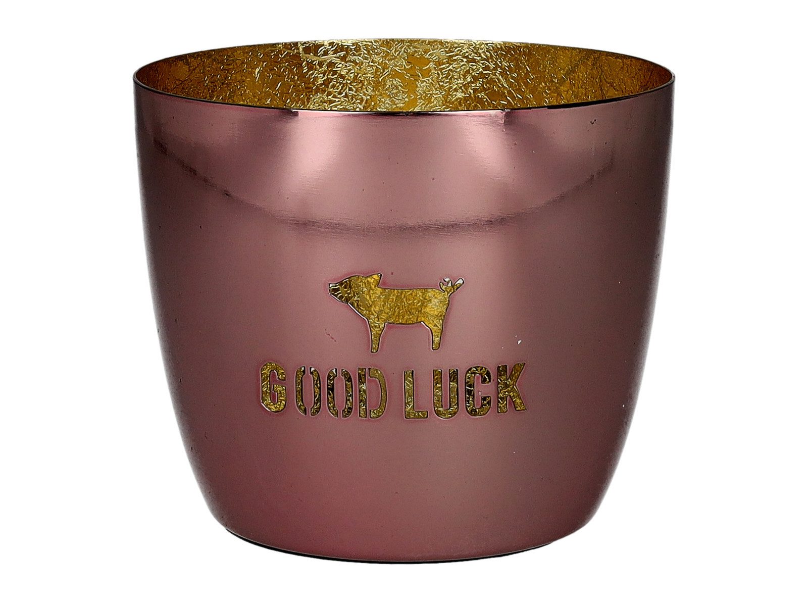 Giftcompany Windlicht Madras Windlicht M Ferkel/Good luck rot/gold 8,5cm