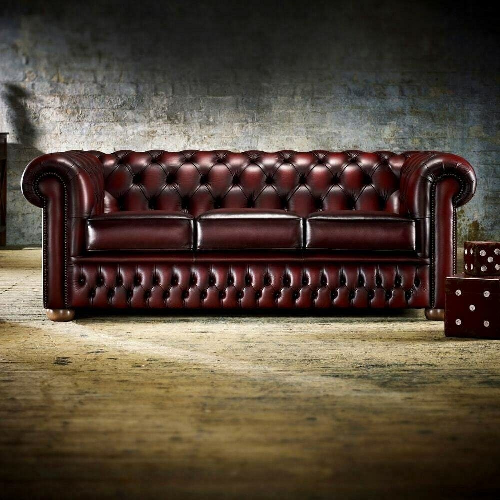 Sitzer Leder Couch Sofa 100% JVmoebel 3 Leder Sofort Chesterfield 3-Sitzer Ledersofa