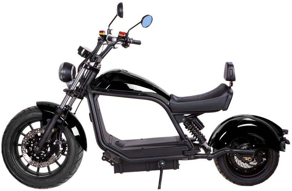 PRO, 45 schwarz glänzend km/h, SXT Scooters 45 E-Motorroller mit XL Chopper Ah-Akku