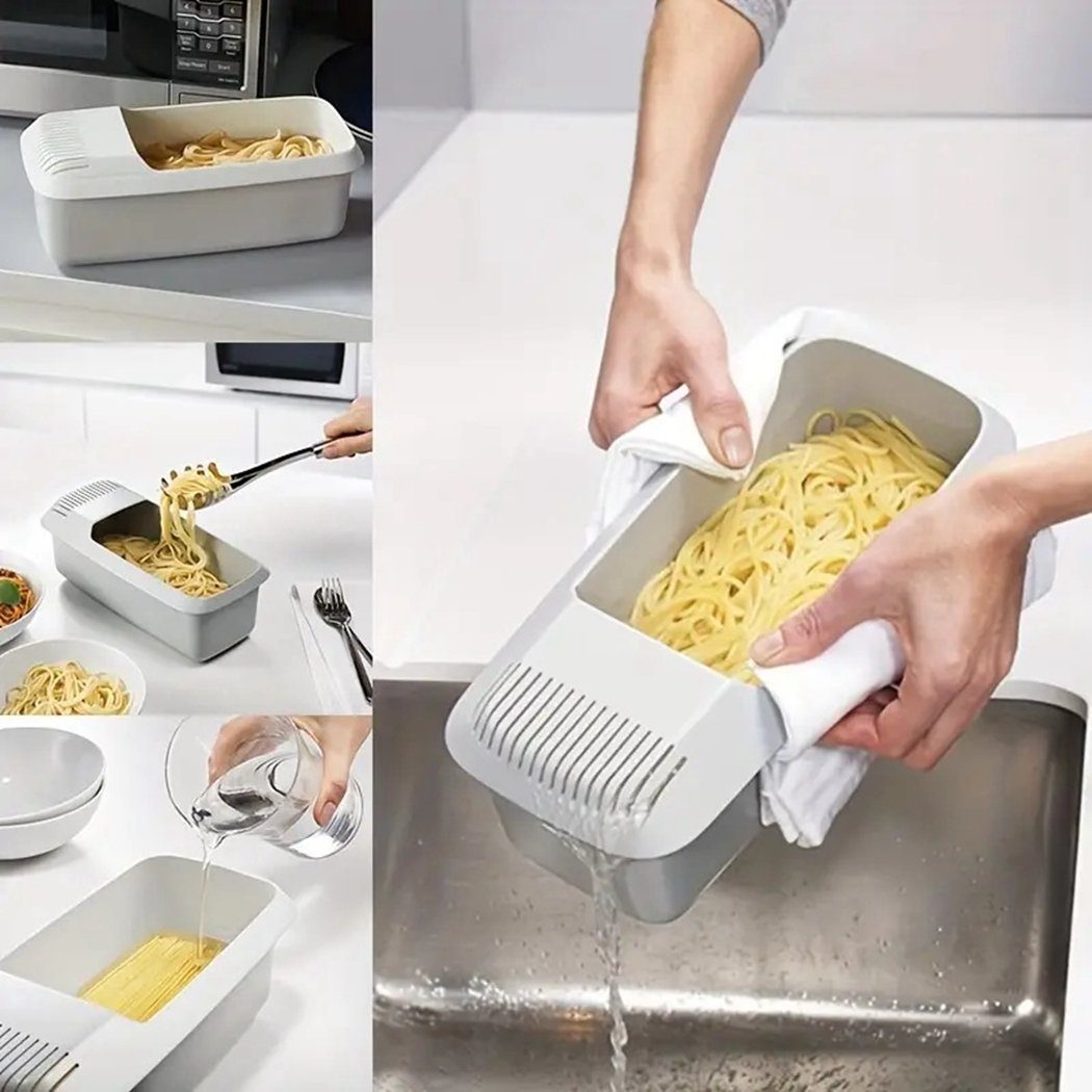 TUABUR Spaghettitopf Mikrowellen-Nudeltopf zubereiten Nudelgerichte mit schnell Sieb