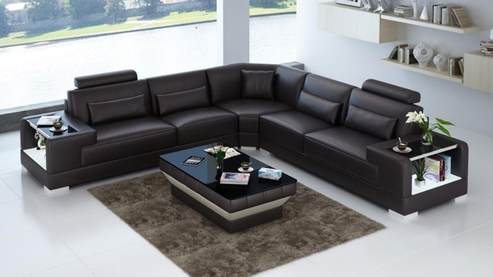 Ecksofa, Sofa Couch Design Eck Ledersofa Ecksofa Modern JVmoebel Wohnlandschaft