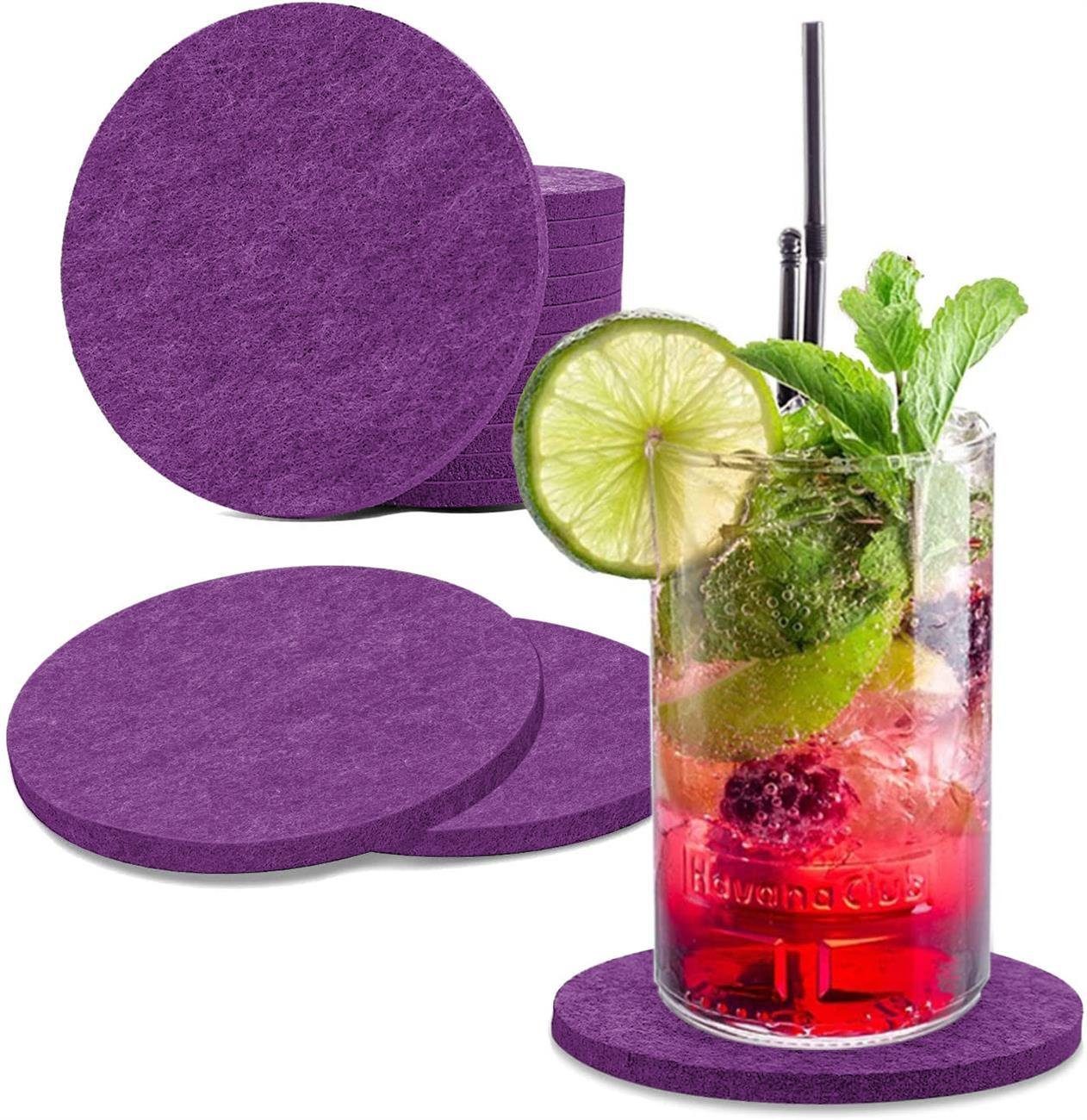 wortek Getränkeuntersetzer Filz-Untersetzer Rund für Gläser 8er Tischset, Zubehör für Tisch & Gläser, Set, 8-tlg., cm