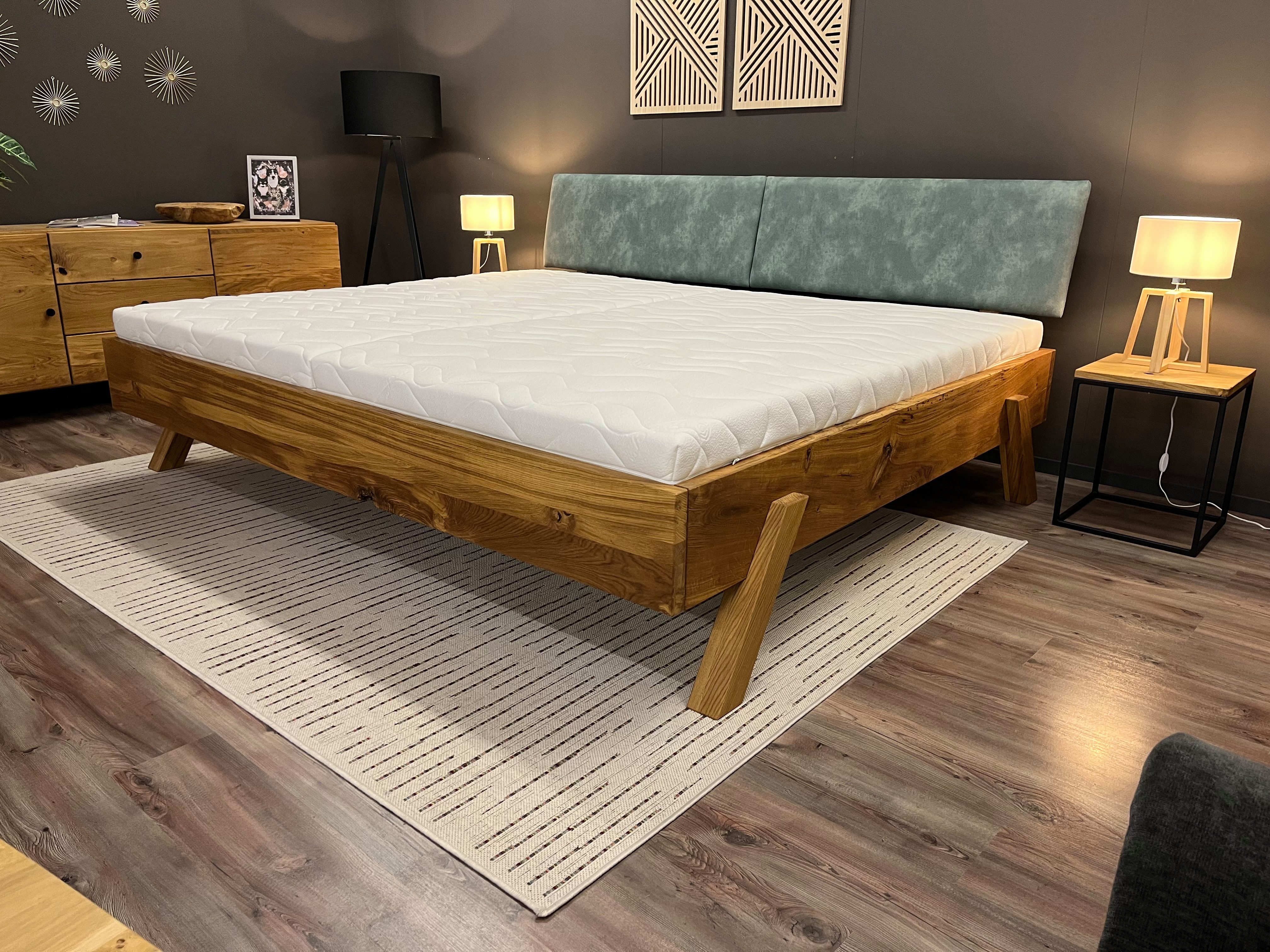 Möbel Specht Massivholzbett Family Rustic Soft (Familienbett Eiche massiv, bis zu einer Liegefläche von 400x220cm), Polsterkopfteil