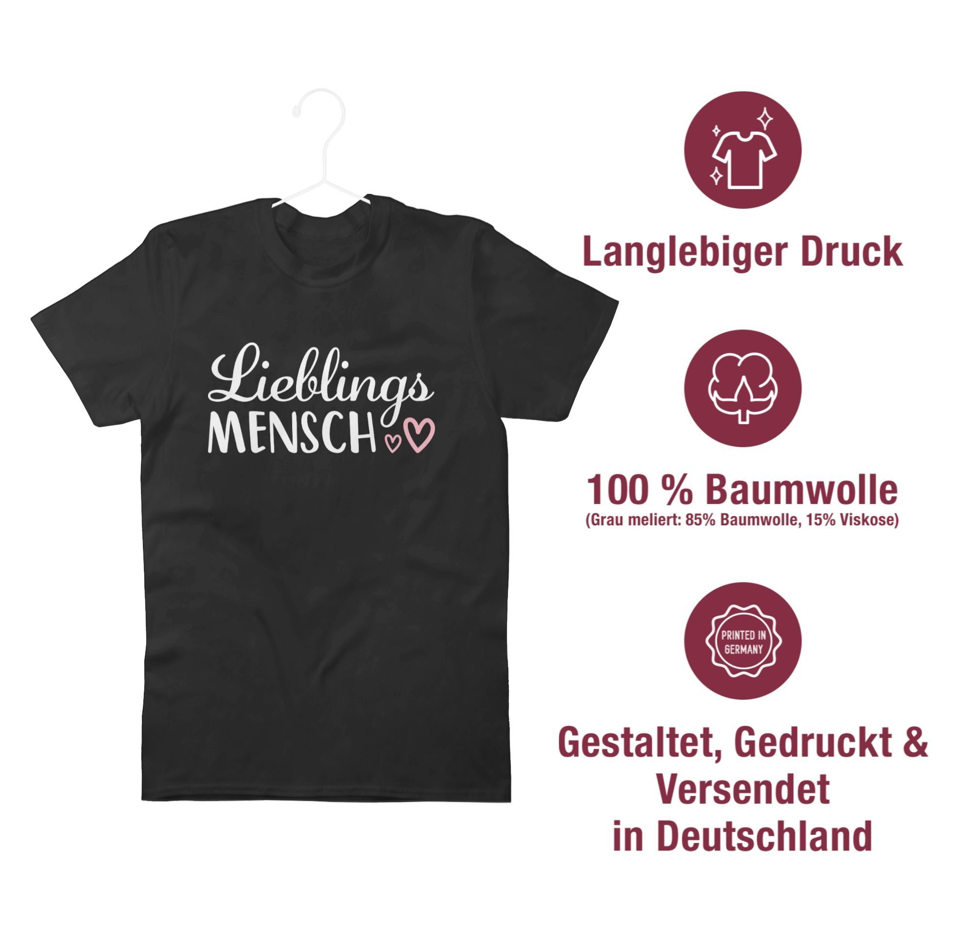 T-Shirt Valentinstag Schwarz Shirtracer 01 Lieblingsmensch Liebe Partner Schriftzug