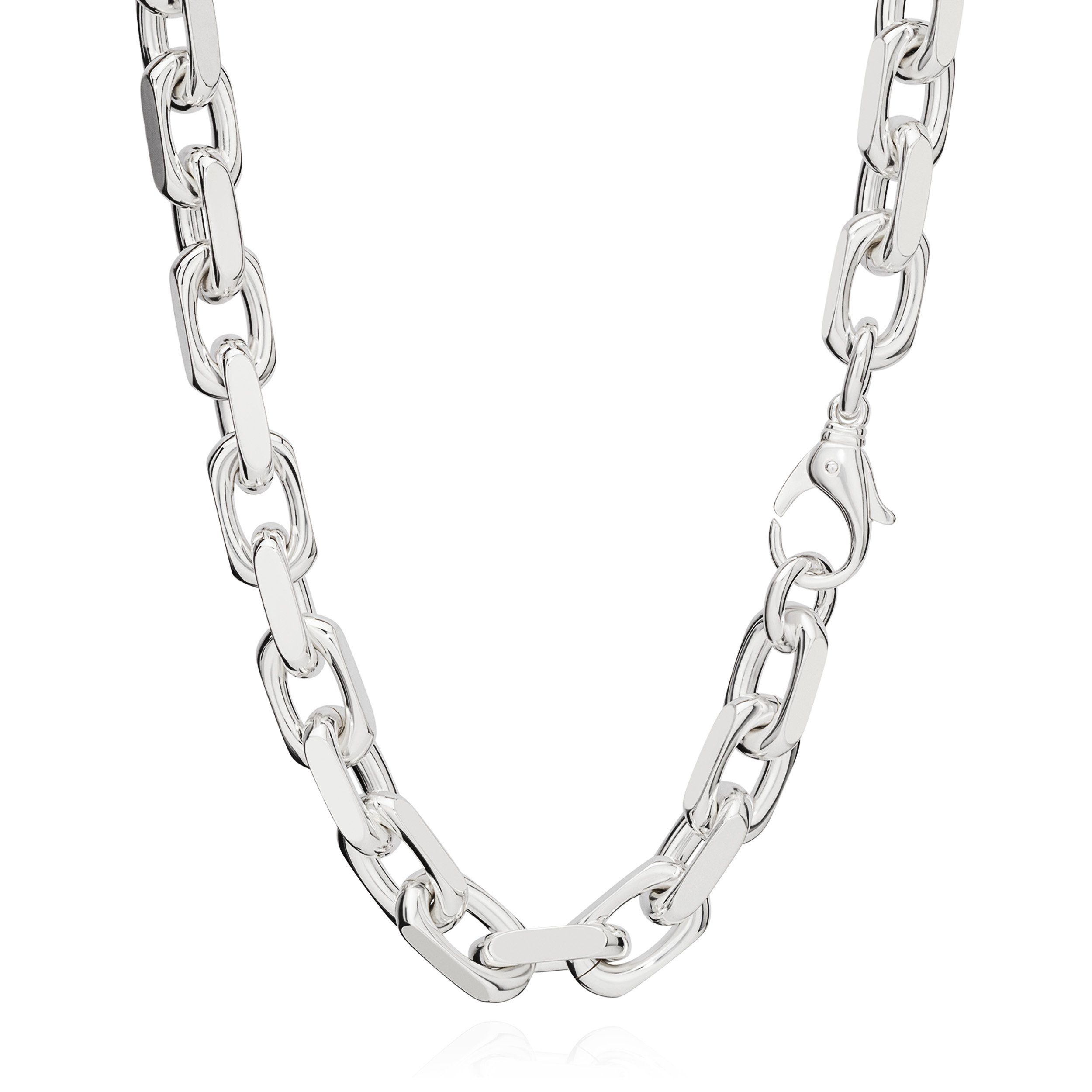 NKlaus Silberkette 55cm Ankerkette Halskette Massiv 925 Sterlingsilbe, Diamantiert