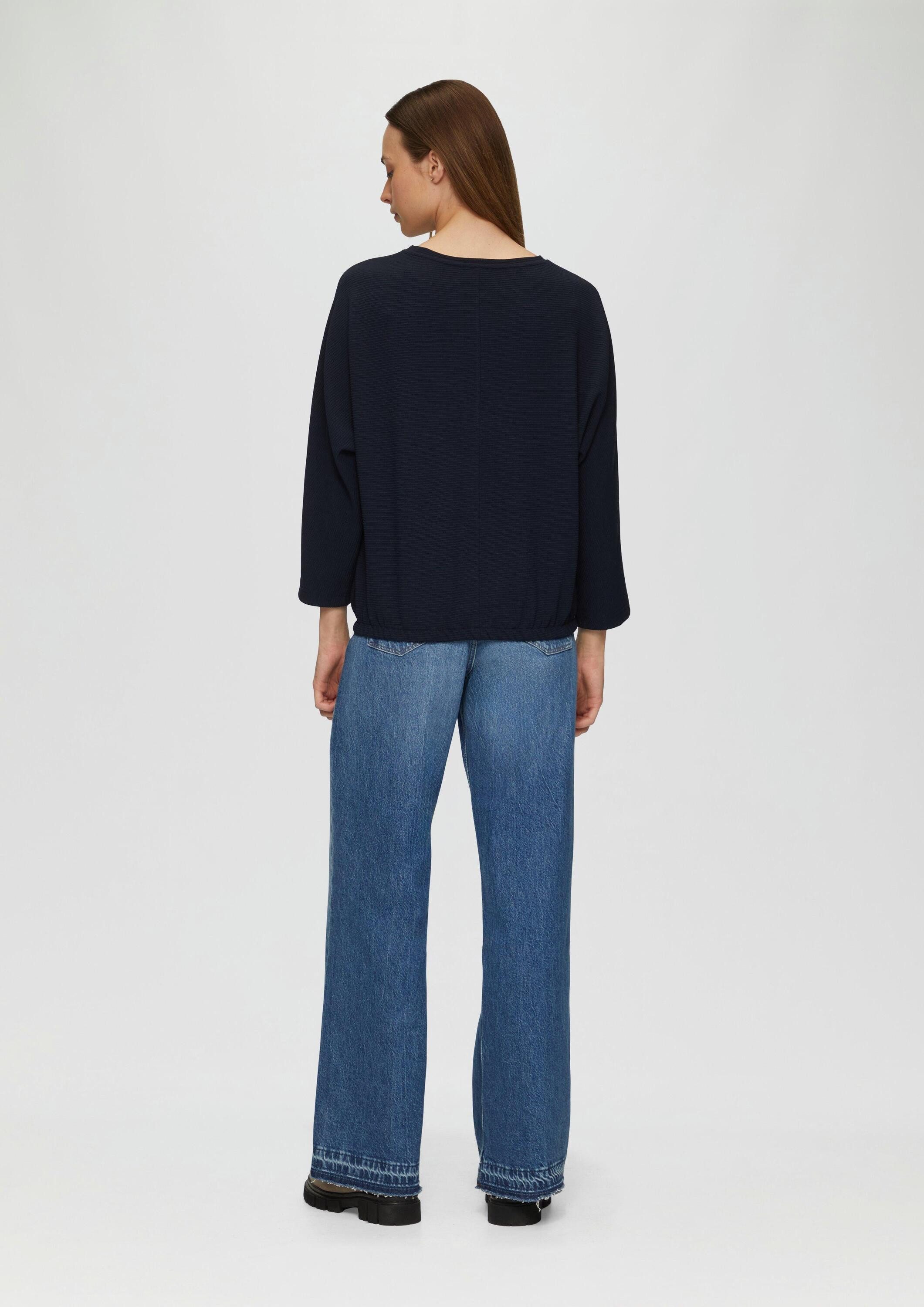 s.Oliver Sweatshirt Sweatshirt Strukturiertes Sweatshirt mit Fledermausarm im O-Shape