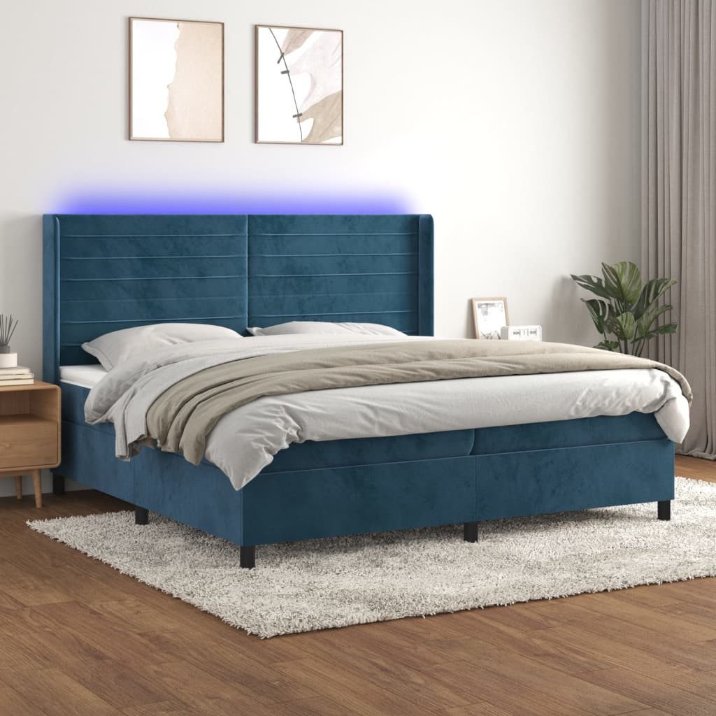vidaXL Boxspringbett Boxspringbett mit Matratze LED Dunkelblau 200x200 cm S günstig online kaufen