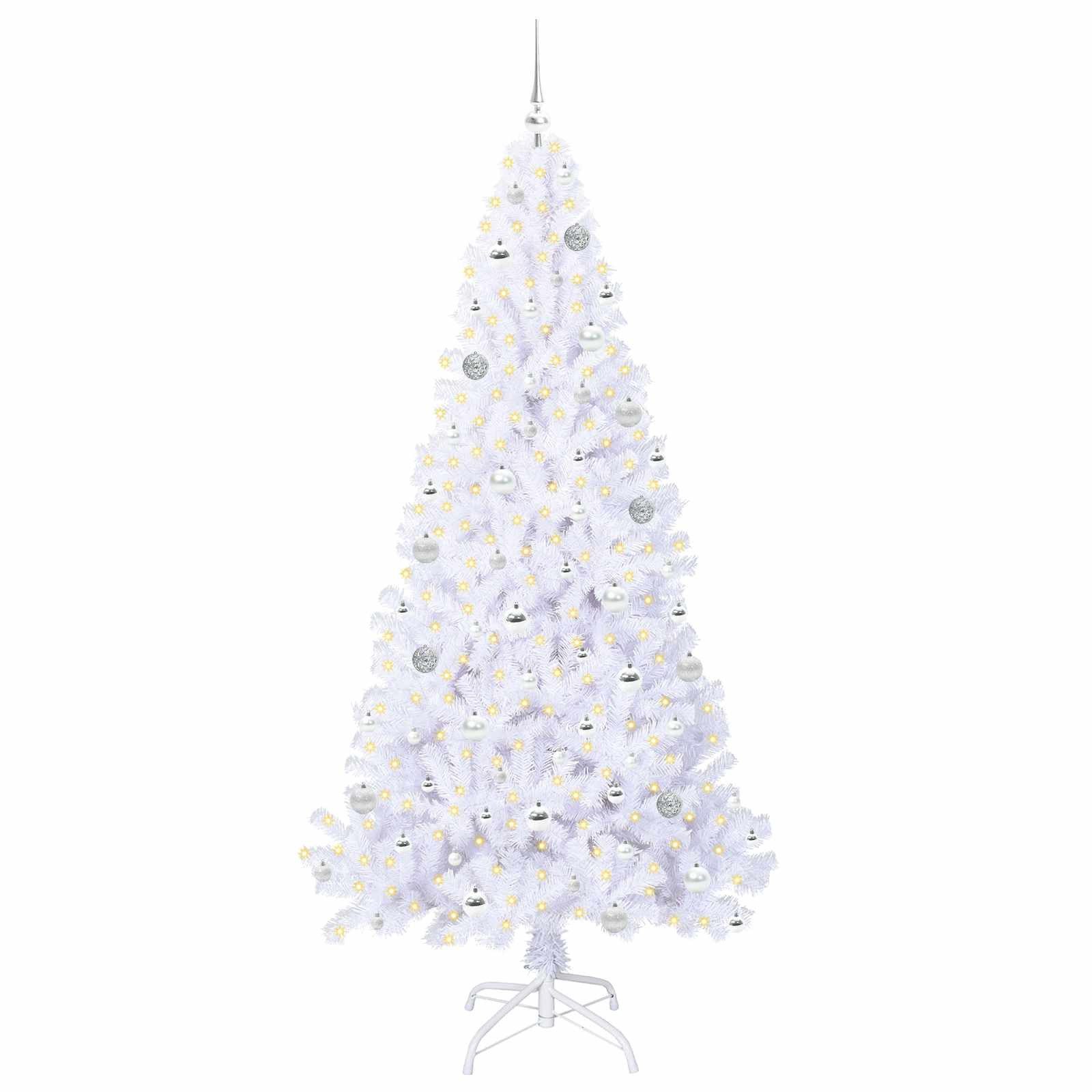 vidaXL Künstlicher Weihnachtsbaum Künstlicher Weihnachtsbaum Weiß 210 cm PVC und Stahl