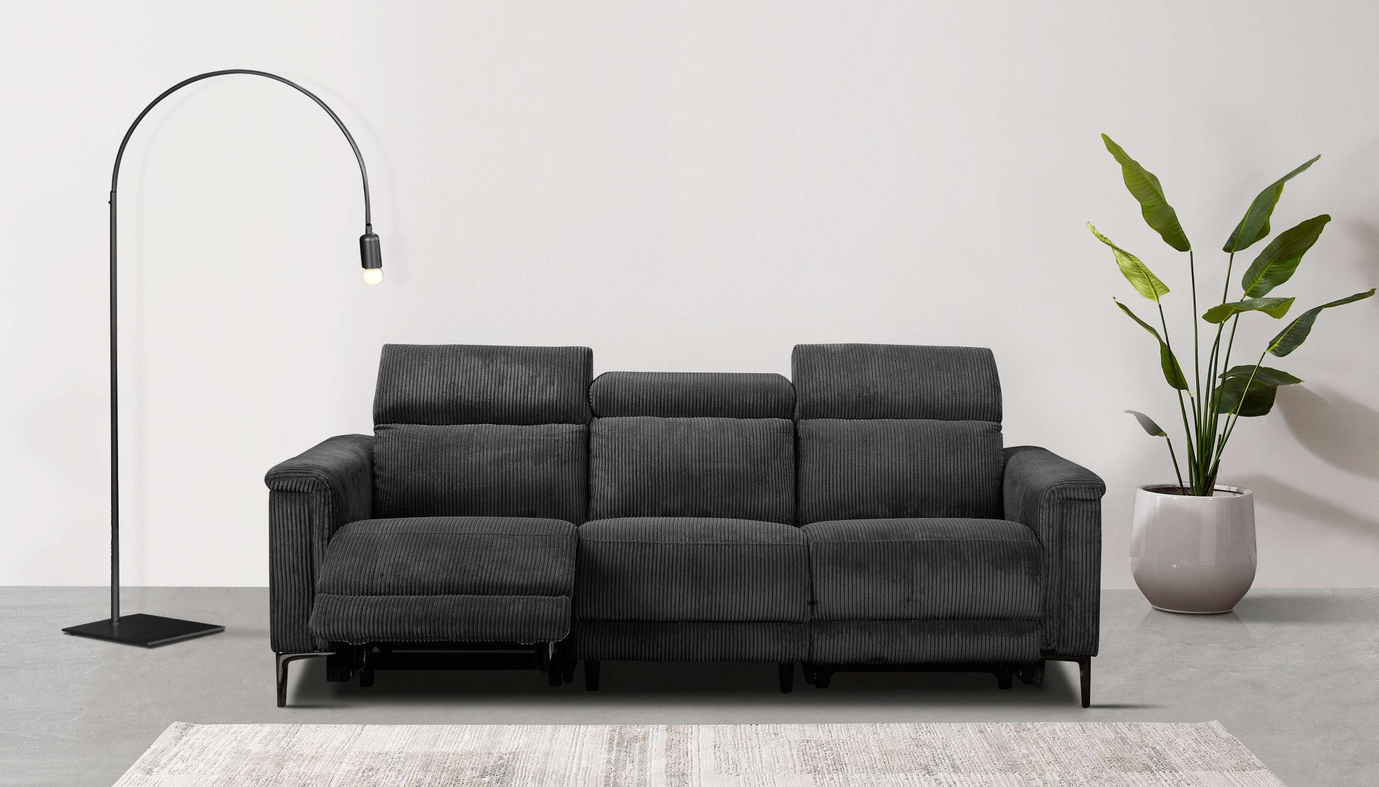 3-Sitzer Lund Cord, mit manueller o. elektrischer Relaxfunktion in 2 Sitzen