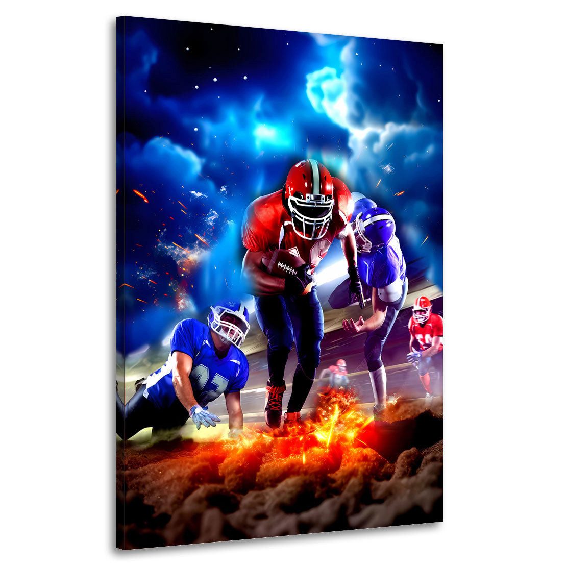 Artedinoi Leinwandbild American Football Spieler in Action Wandbild Leinwandbild Kunstdruck W