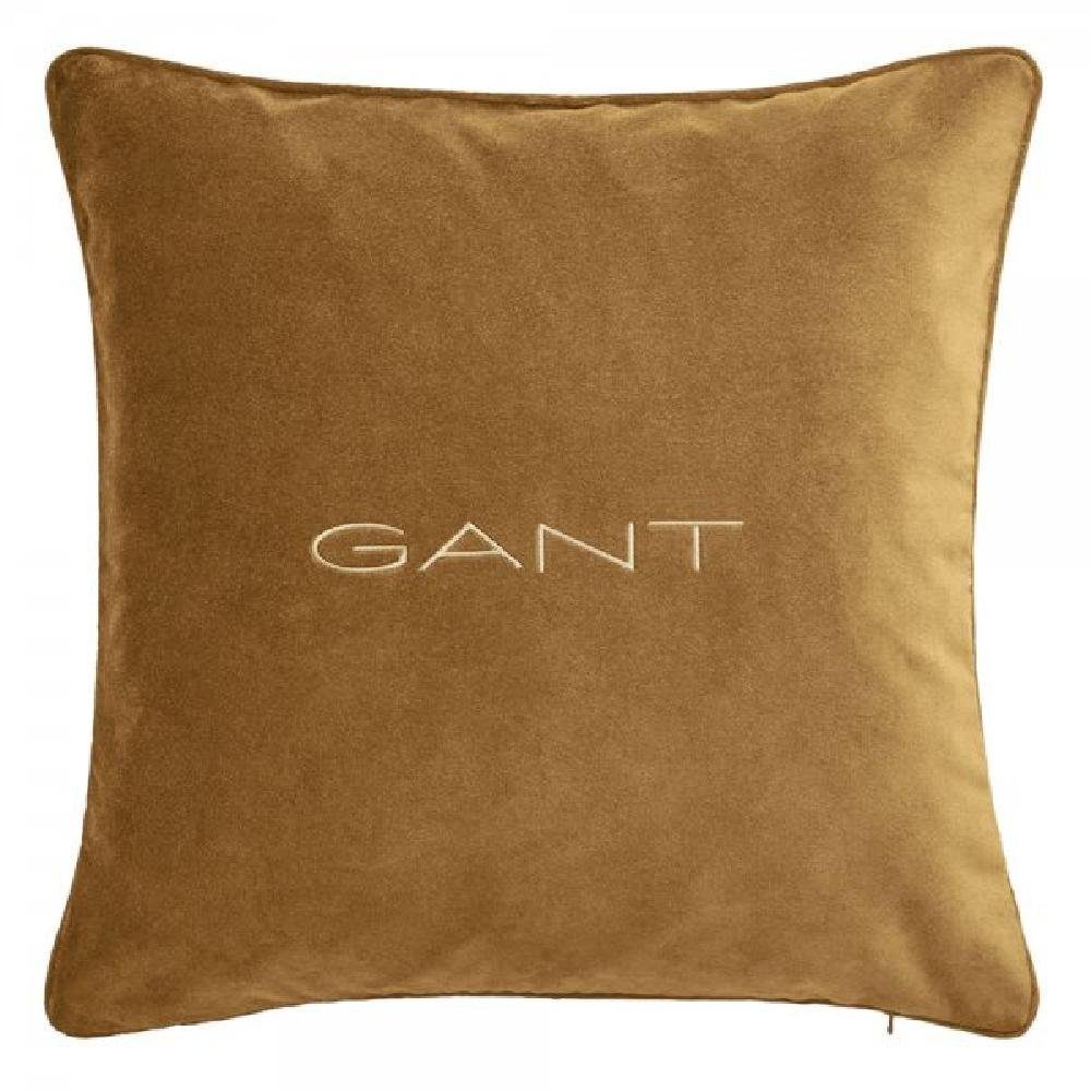 Kissenhülle Gant Home Kissenhülle Velvet Gant Cushion Samt Yellow (50x50cm, Dark Mustard