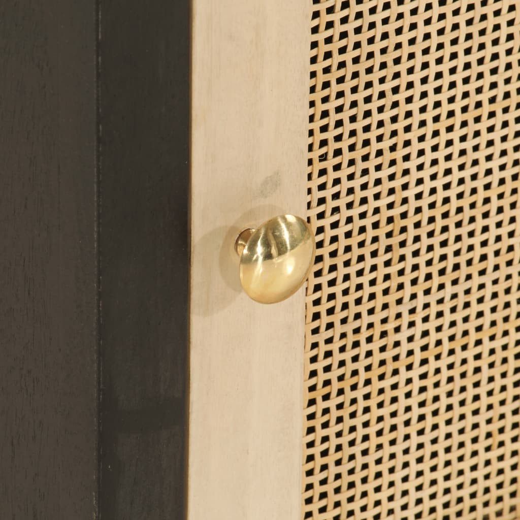 furnicato Sideboard Nachttisch Schwarz 40x30x50 cm Massivholz und Eisen (1 St)