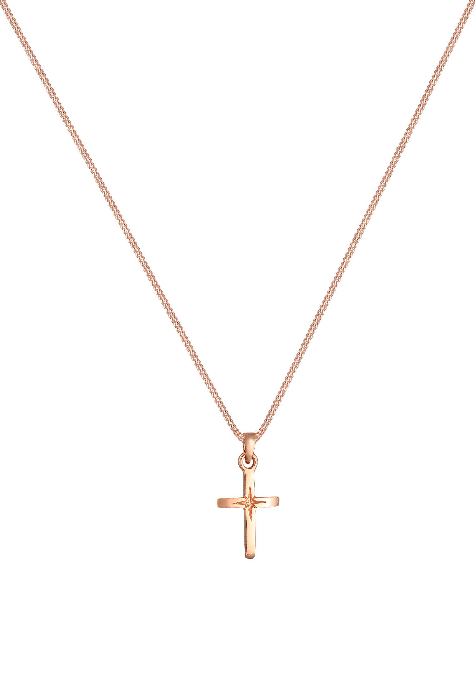 Elli Kette mit Anhänger Kreuz Anhänger Klassik Kommunion 925 Silber, Kreuz