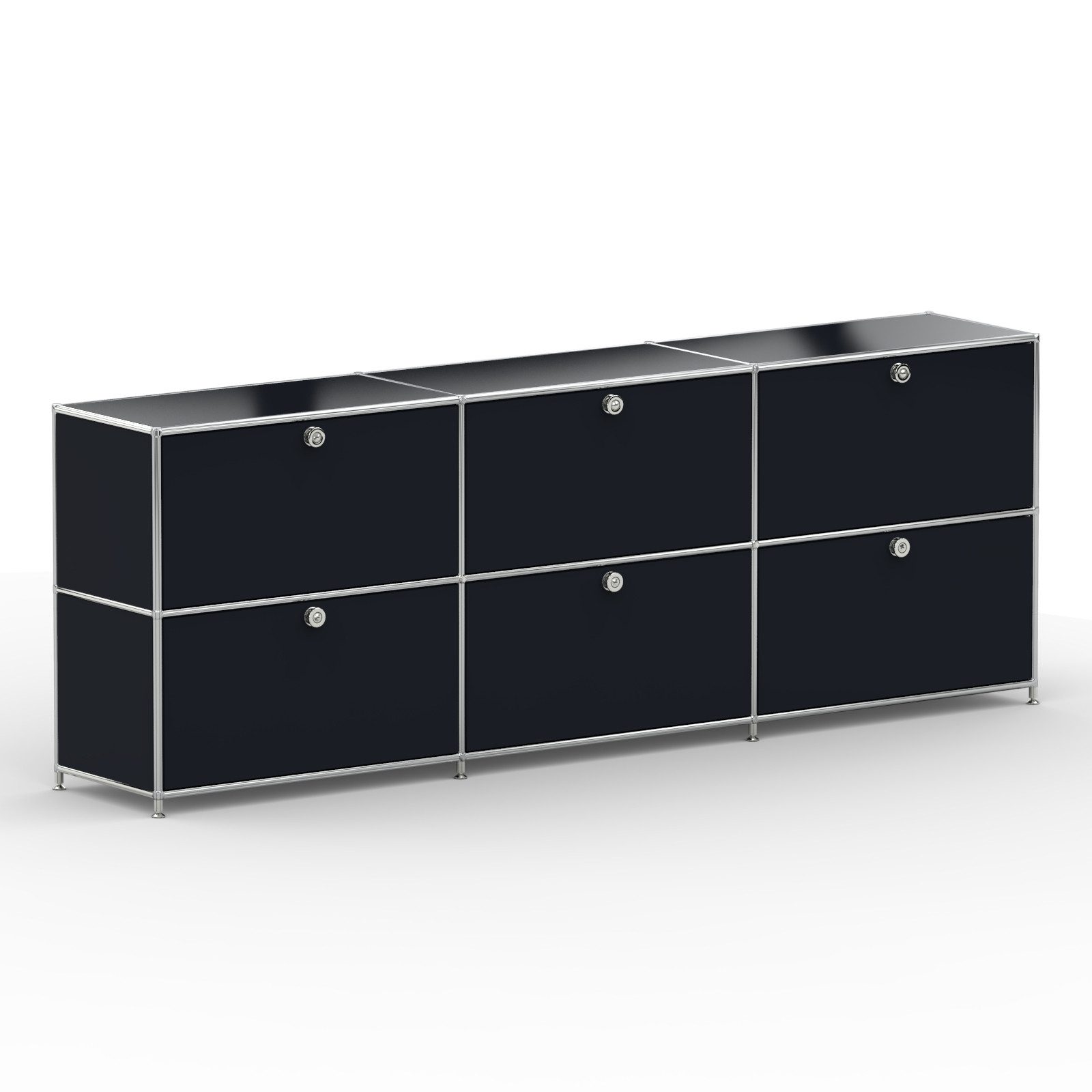 Versee Sideboard Aktenschrank, 6 Klappen & Schloss, Breite 227 cm (Sideboard für Büro und Home-Office, 1 Sideboard), Robust und langlebig, 50kg belastbar